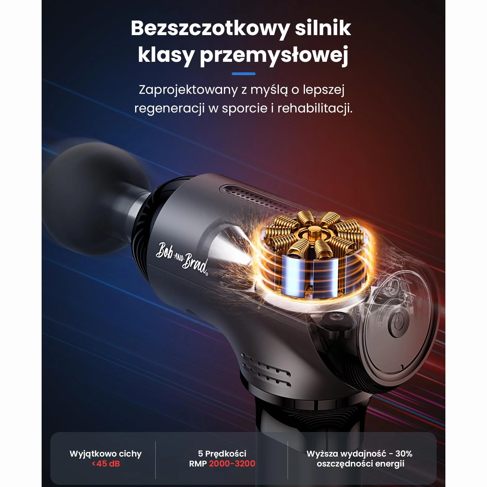 Pistolet do masażu z terapią ciepłem i zimnem, Bob and Brad T2 Pro Massage Gun z baterią 4000 mAh i amplitudą 10 mm, Ręczny perkusyjny masażer z przenośnym futerałem, do odzyskiwania bólu mięśni