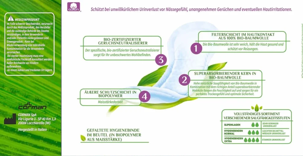 Organyc Podpaski nietrzymania moczu 100% organiczna bawełna certyfikowana Ultra cienkie 24 szt