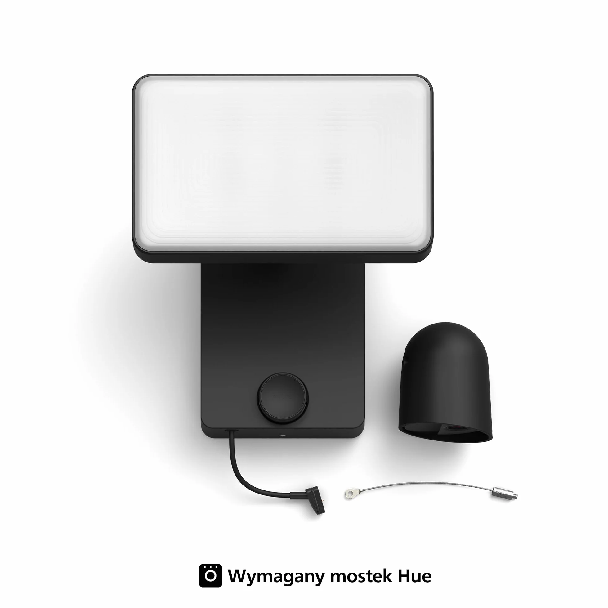 Philips Hue Secure Reflektor zewnętrzny z kamerą 1080p, czarny, do użytku na zewnątrz, łatwy w instalacji, dwukierunkowa rozmowa, współpracuje z Security Center w aplikacji Philips Hue