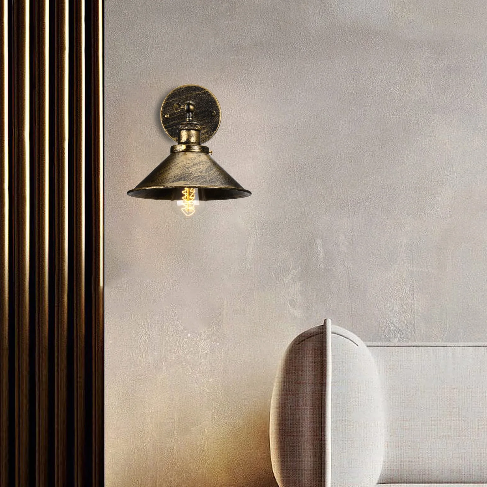 iDEGU 2 szt. Industrial Wall Lamp E27 Edison Style Metal Rotation 180° Kinkiet ścienny Vintage Lampa sufitowa do sypialni salonu kuchni korytarza, 22 cm (2 x brąz)