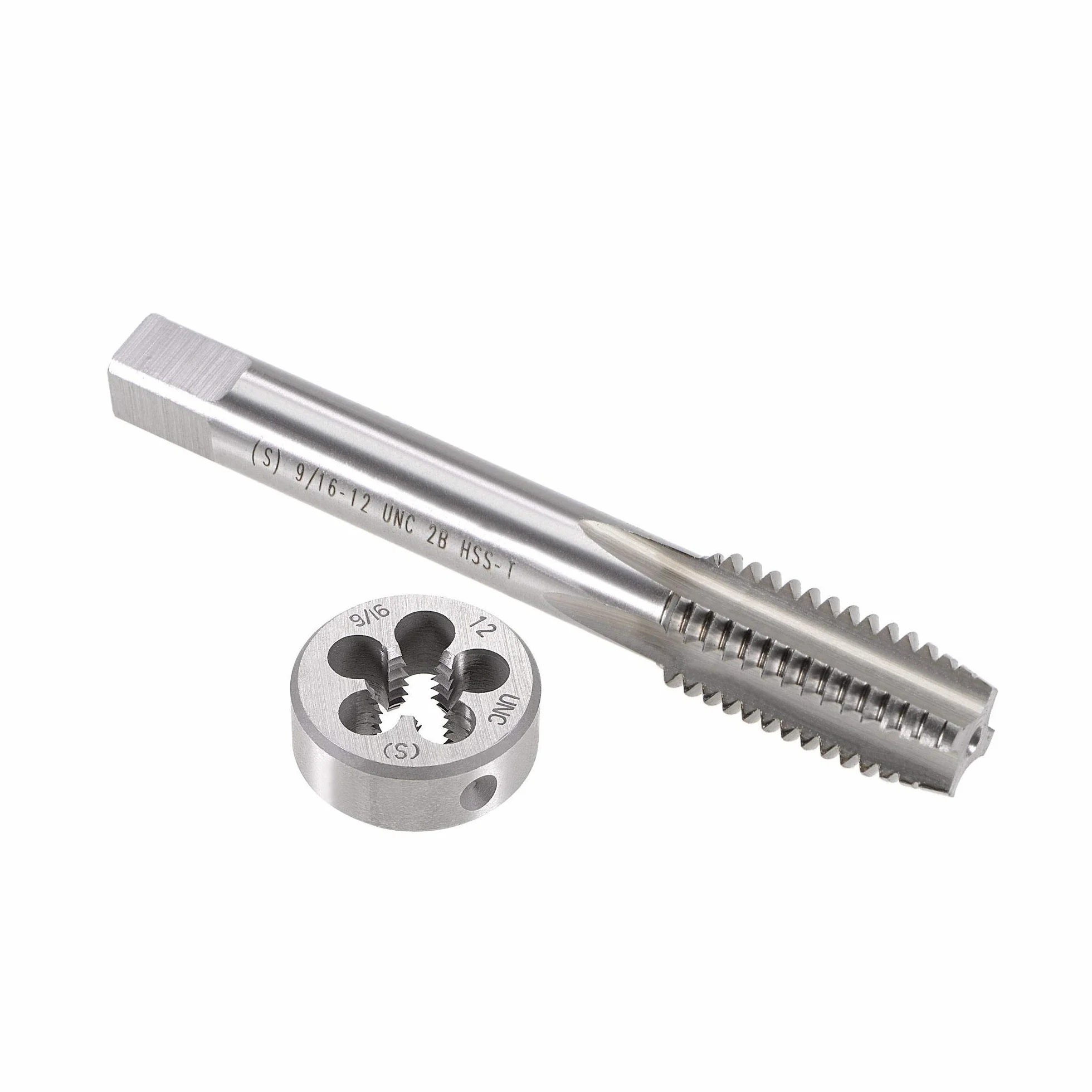 Zestaw gwintowników i narzynek 9/16"-12 UNC, gwintownik maszynowy HSS z narzynką okrągłą, prawy