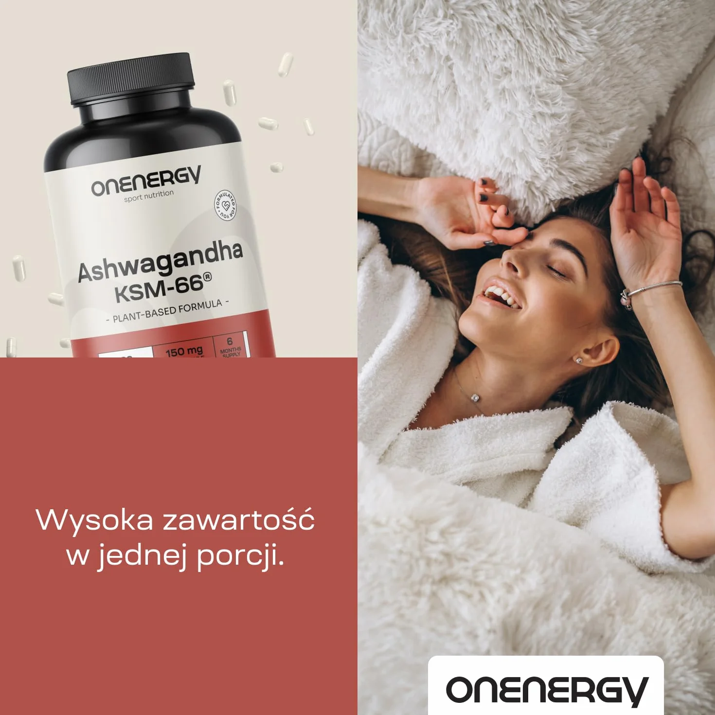 Ashwagandha KSM-66 – 180 Kapsułek Roślinnych – Withania somnifera – Wysoko Skoncentrowany Produkt – Królowa Ajurvedy – 6-miesięczny Zapas – Wsparcie Ciała i Umysłu
