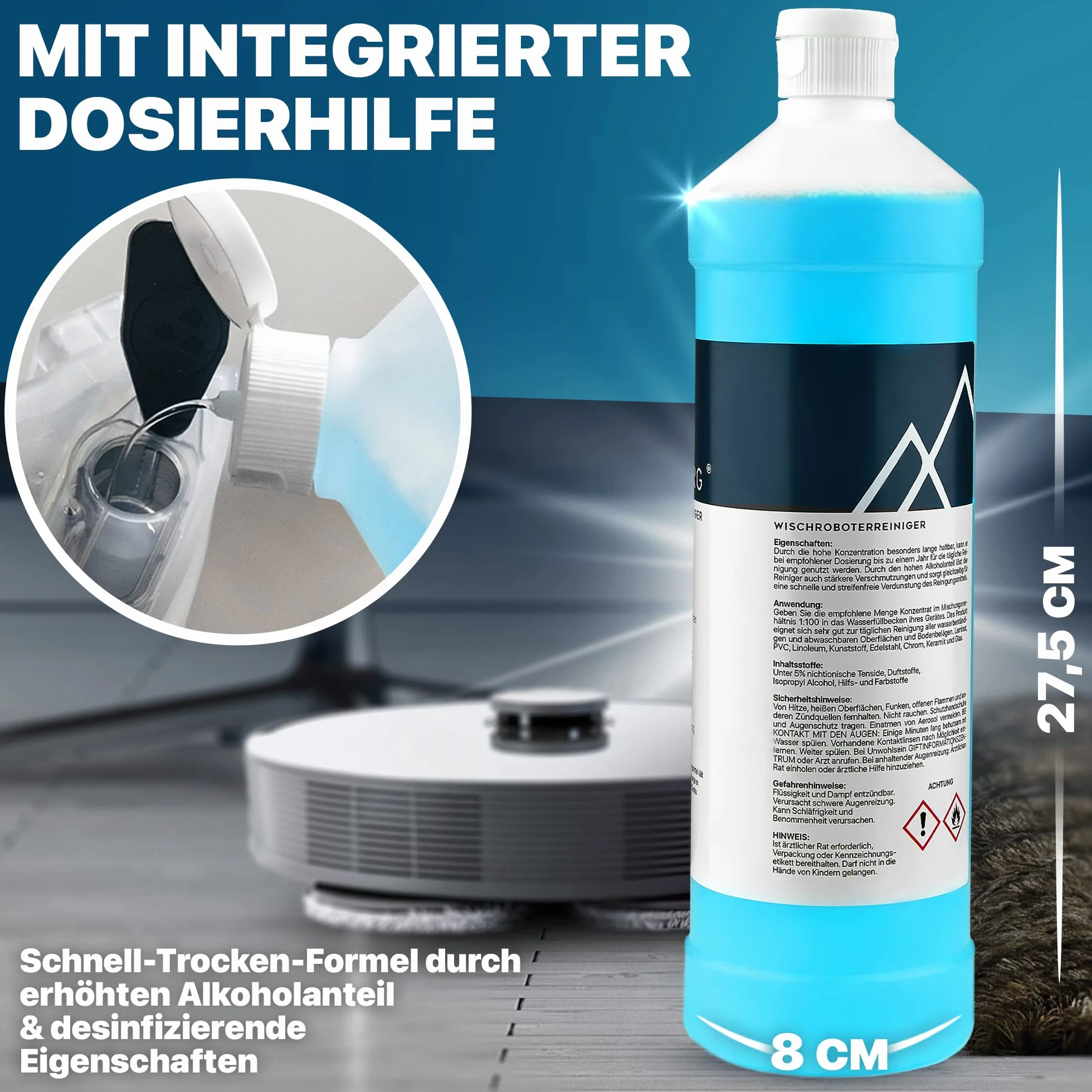 KLARBERG® 4 x 1 l środek do czyszczenia podłóg, koncentrat 1:100, świeży zapach z naszym środkiem czyszczącym do odkurzacza I środek czyszczący do robota odkurzającego, laminatu, płytek