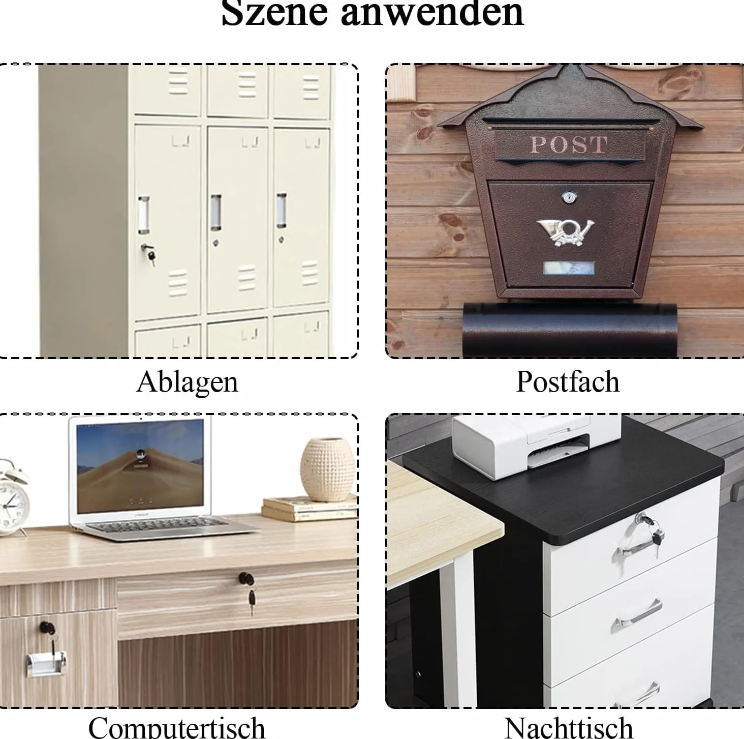 Zamek skrzynki na listy 16 mm z 4 kluczami - dostarczany z 5 różnymi płytami blokującymi, zamkiem dźwigniowym do skrzynek pocztowych, drzwiami szafy