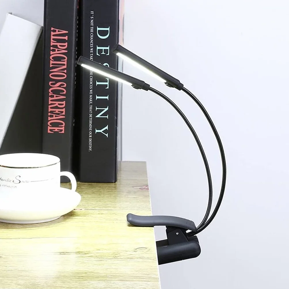 Ładowalna dioda LED USB lampka do czytania lampka do czytania elastyczna lampa do książek ściemniacz klips stołowy lampa biurkowa przenośna lampka z klipsem