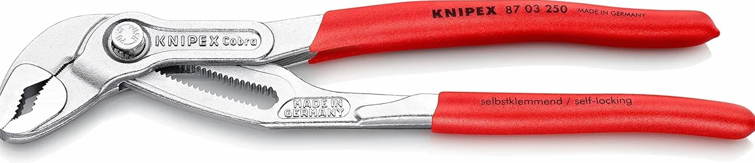 KNIPEX Cobra Szczypce nastawne do rur nowej generacji chromowany pokryte antypoślizgowym tworzywem sztucznym 250 mm, 87 03 250