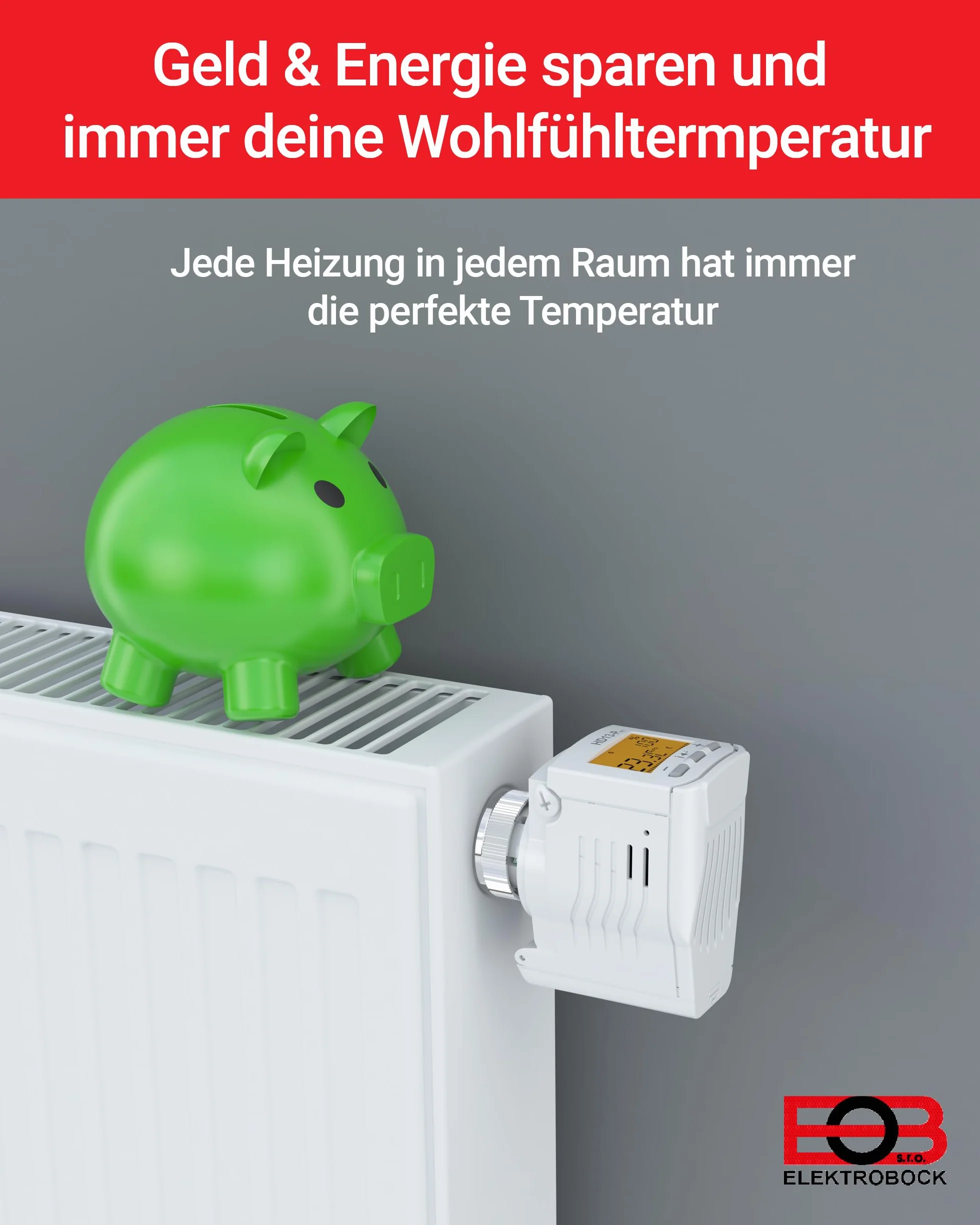 Elektrobock HD13-Profi programowalny termostat grzejnikowy, 230 V, biały, kompaktowy