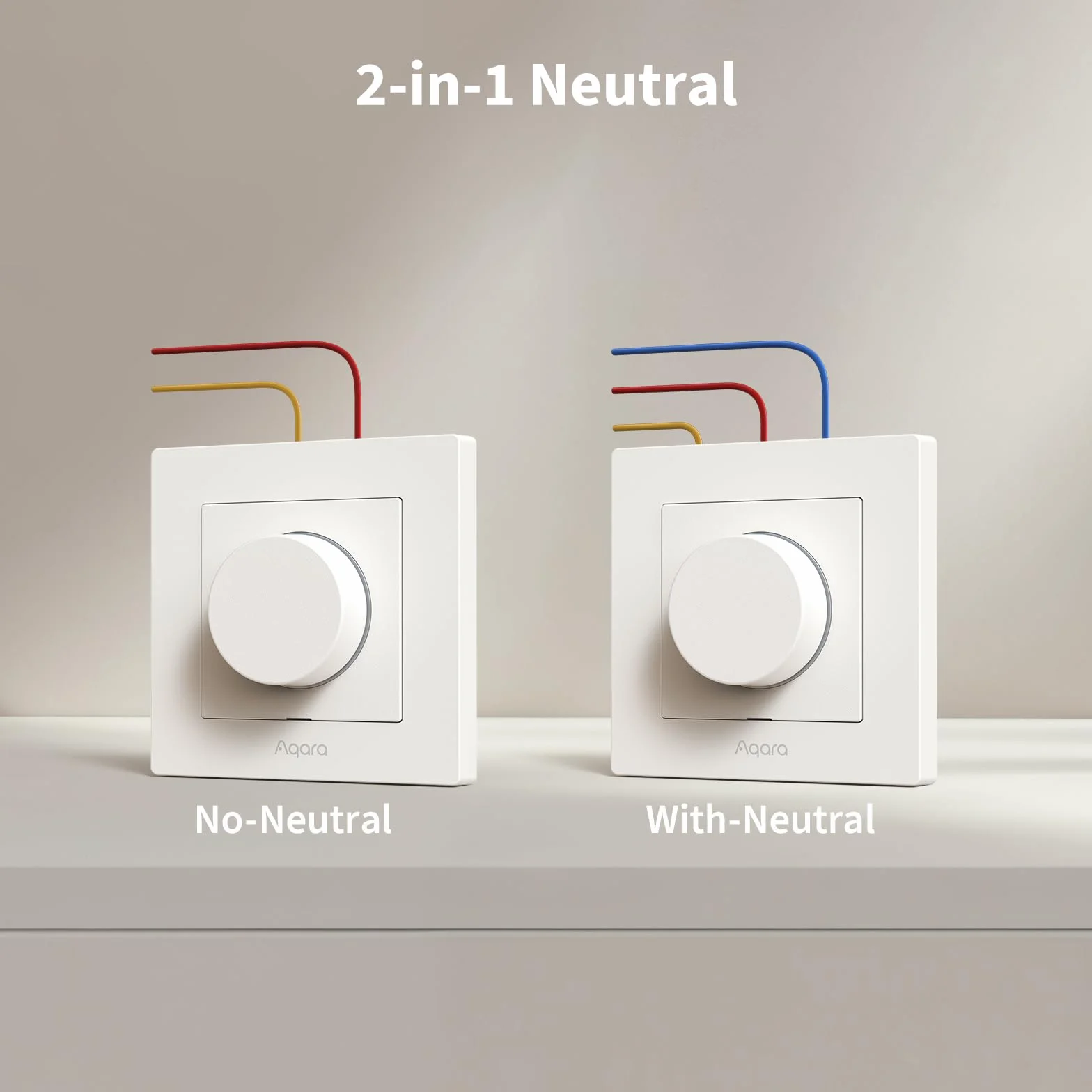 Aqara Inteligentny Ściemniacz H2 EU -Thread/Zigbee, 2-w-1 Neutralny, 200W, do ściemnialnych świateł LED/CFL/incandescent/Halogen/ELV, Obsługowanie Apple Home, Alexa, Google Home, Matter (Biały)