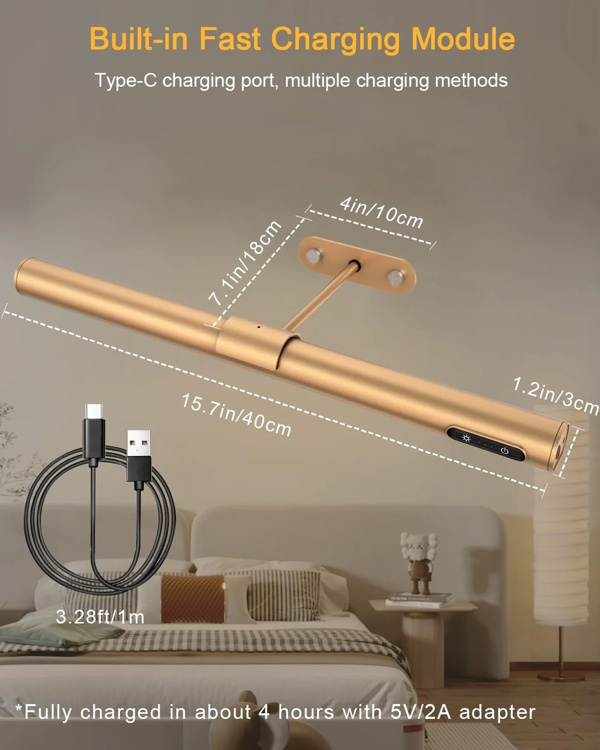 GOVSSING Bezprzewodowa lampa na zdjęcia 40 cm 4000 mAh 3 tryby oświetlenia z pilotem