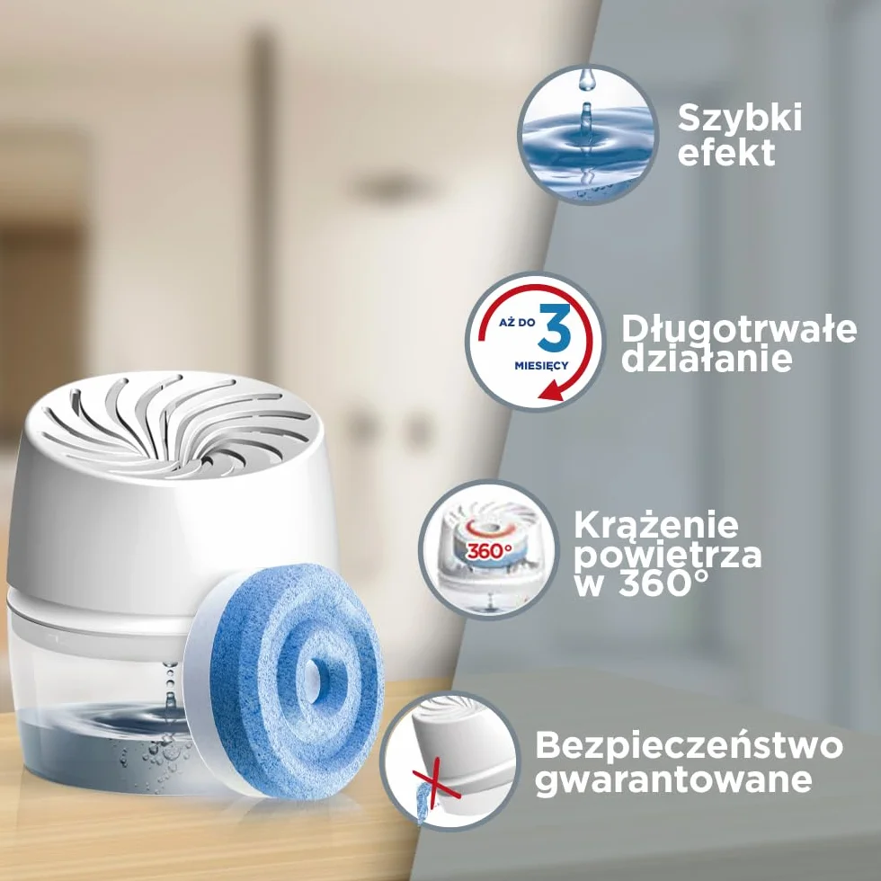 AERO 360°, kompaktowy pochłaniacz wilgoci do łazienki, stylowy absorber wilgoci, efektywny osuszacz powietrza do domu, 1 urządzenie