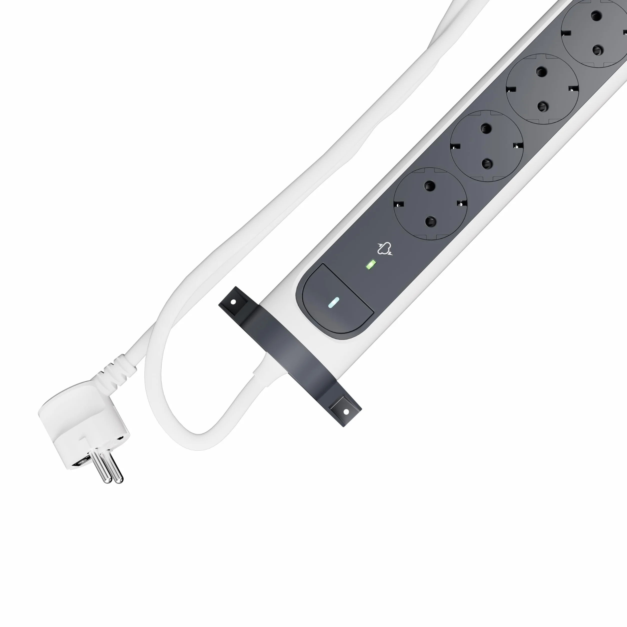 LEGRAND Listwa zasilająca, Premium Multiple Base z 5 gniazdami 2P+T i USB C+C, SPD, obrotowe, przełącznik, kabel 1,5 m, biały i ciemnoszary 694429