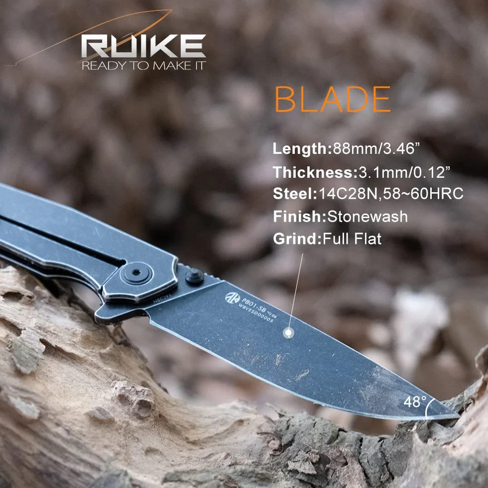 RUIKE Unisex Adult czarny P801-SB Framelock, mały