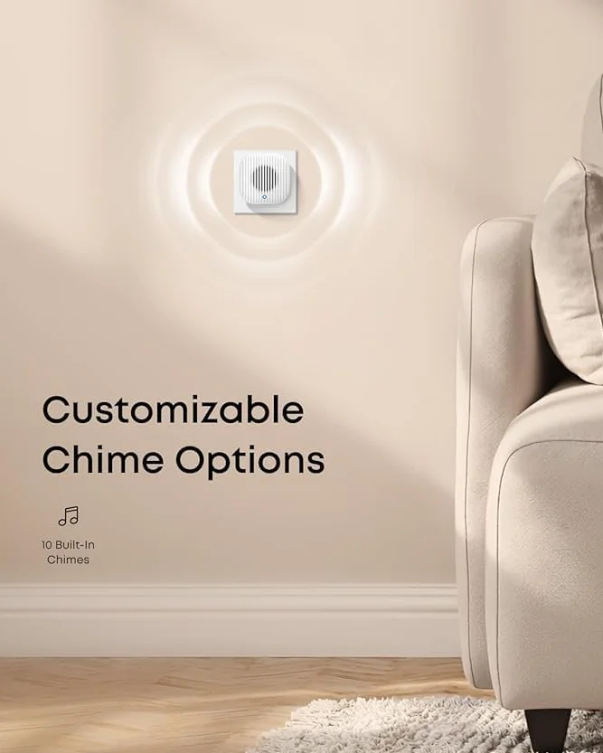eufy Chime 2 dodatkowy dzwonek, 10 fabrycznie zainstalowanych melodii, dwuzakresowe Wi-Fi (2 | 4/5 GHz), łatwa konfiguracja, automatyczne parowanie Bluetooth, regulowana głośność do 80 dB