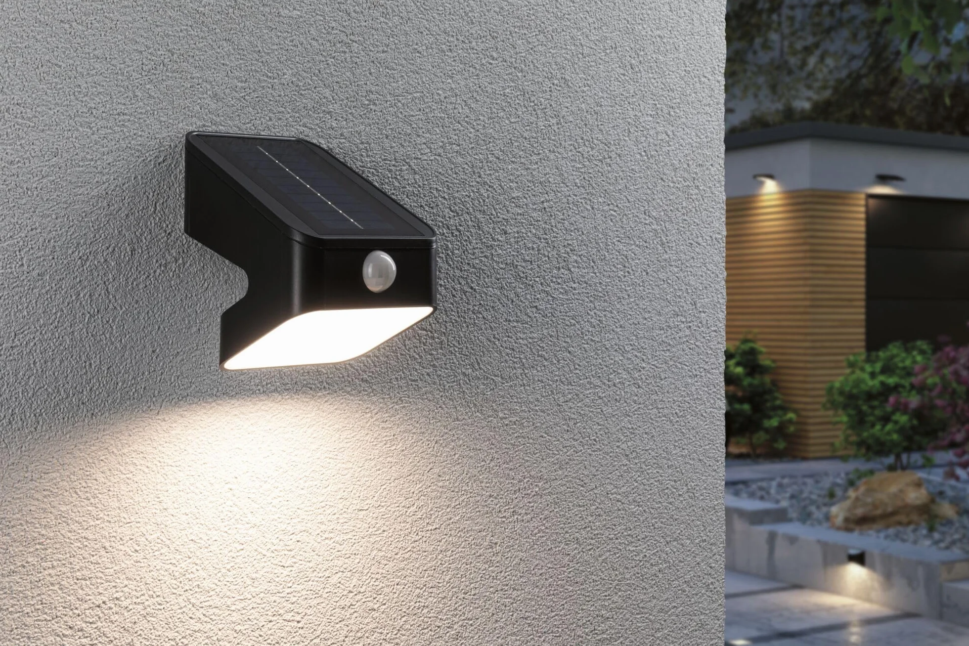Paulmann 94608 Solarna myjka ścienna LED LeslyTwilight Controlled Motion Detector (IR) IP65Square 113x126mm3000K 5,5W 400lmantracyt plastik