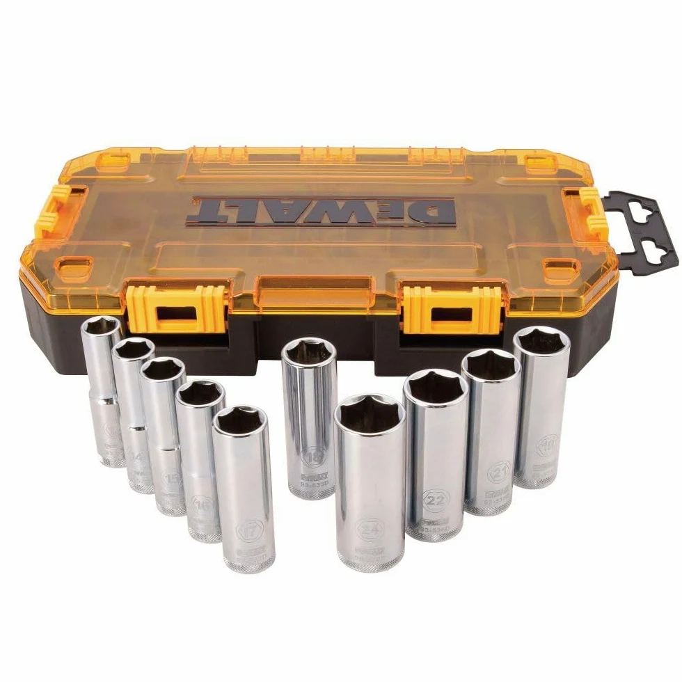 DEWALT Zestaw gniazd napędowych, metryczny, napęd 1/2", 10-częściowy (DWMT73815)