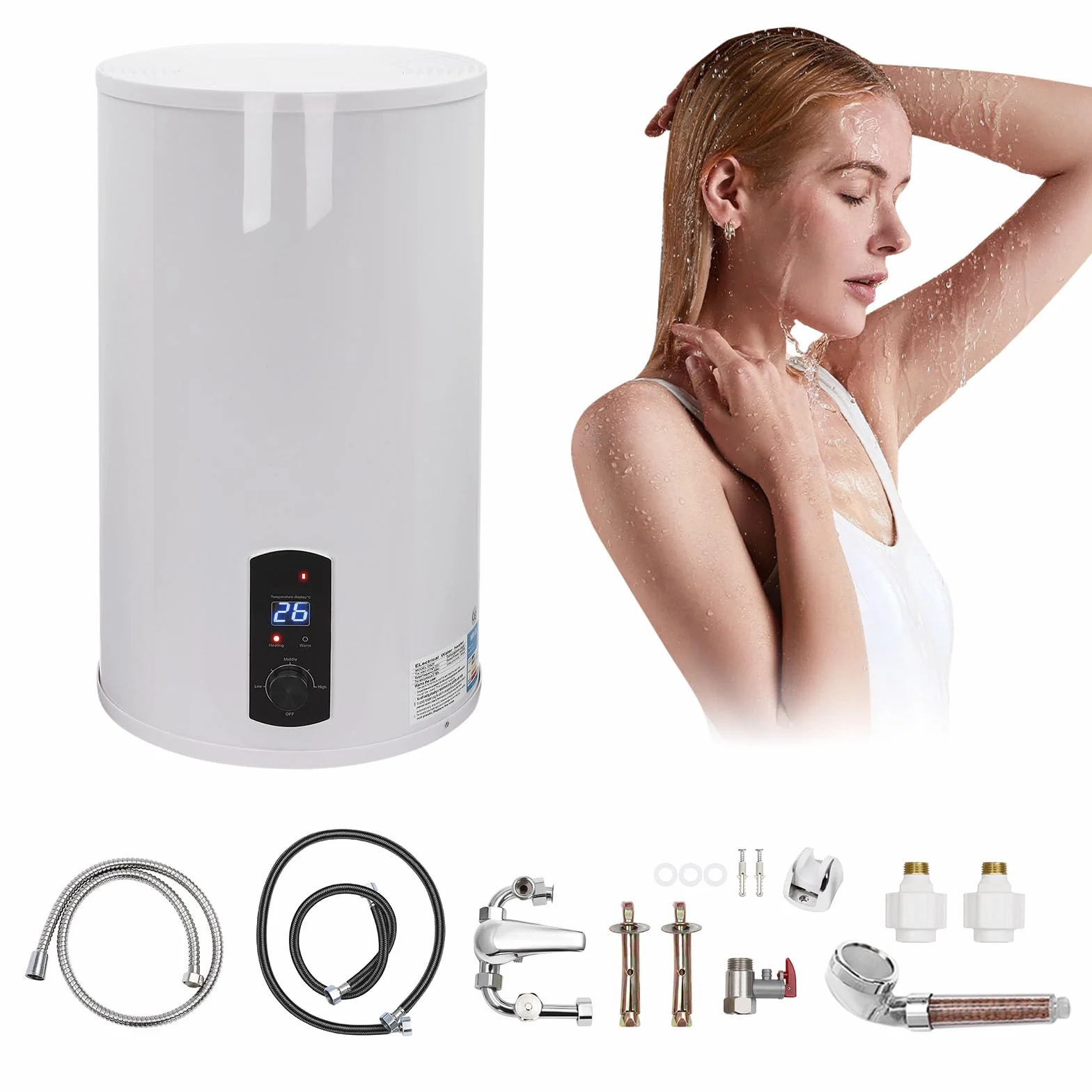 Elektryczny zbiornik ciepłej wody, bojler do zawieszenia na ścianie, Smart Control, bezzbiornik, regulowana moc 50 l, 80 l, 100 l, 120 l (120 l)
