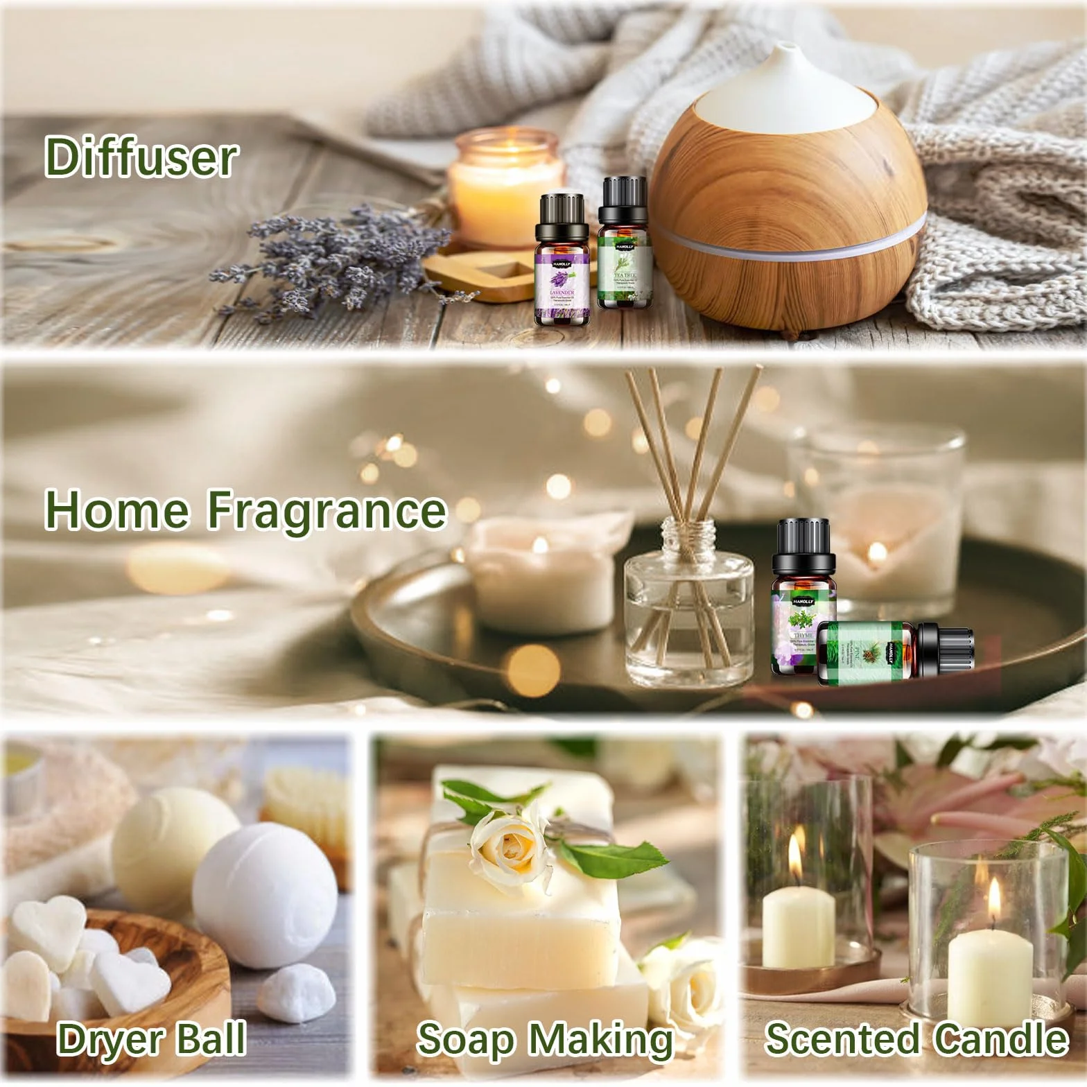Hanolly Zestaw Olejków Eterycznych 12 x 5 ml Naturalne Olejki Zapachowe Do Aromaterapii