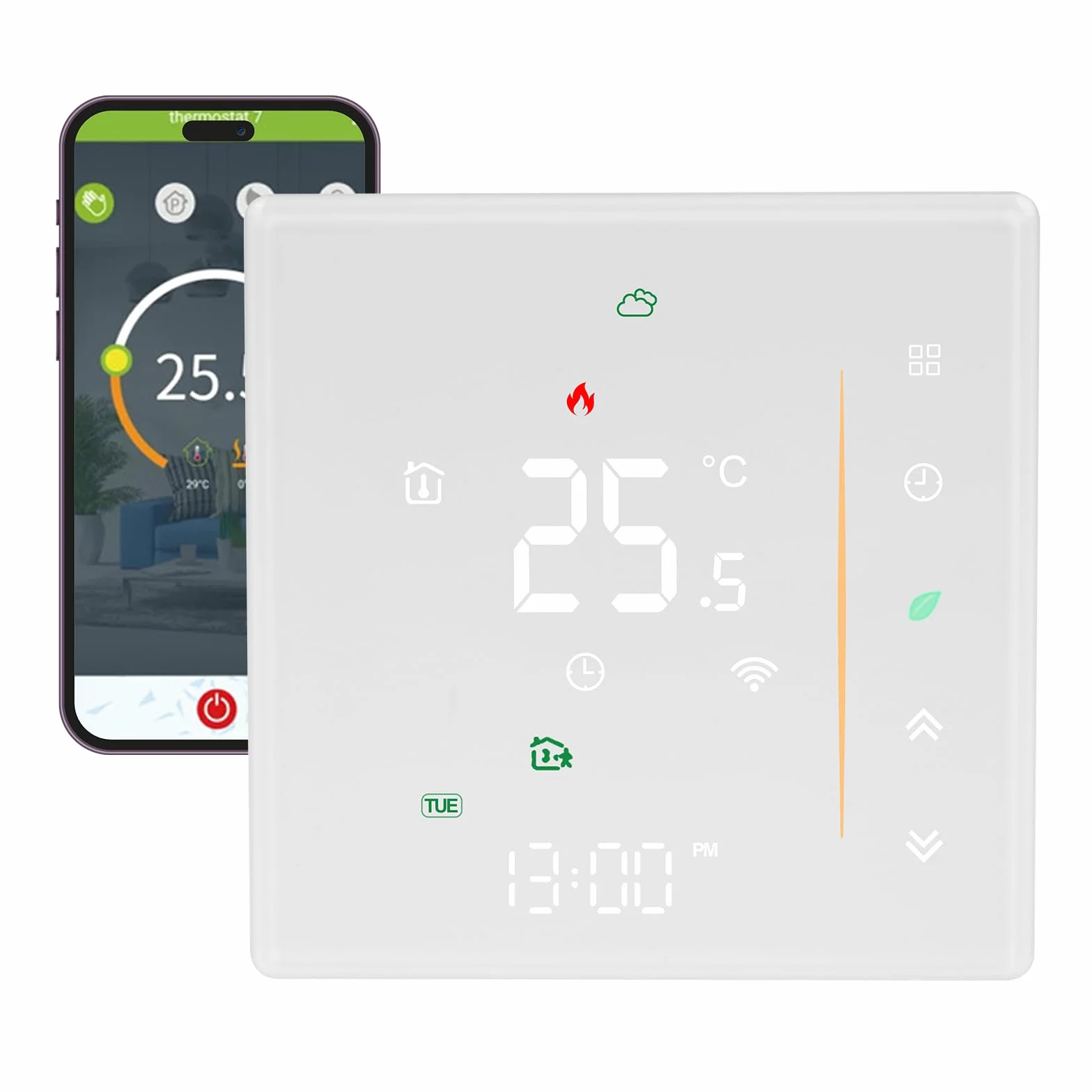 Inteligentny termostat WiFi do kotła grzewczego gazowego, termostat, cyfrowy termostat pokojowy do ogrzewania gazowego, kompatybilny z Smart Life/Google Home/Alexa, 5 A, 230 V, BHT-006GCLW