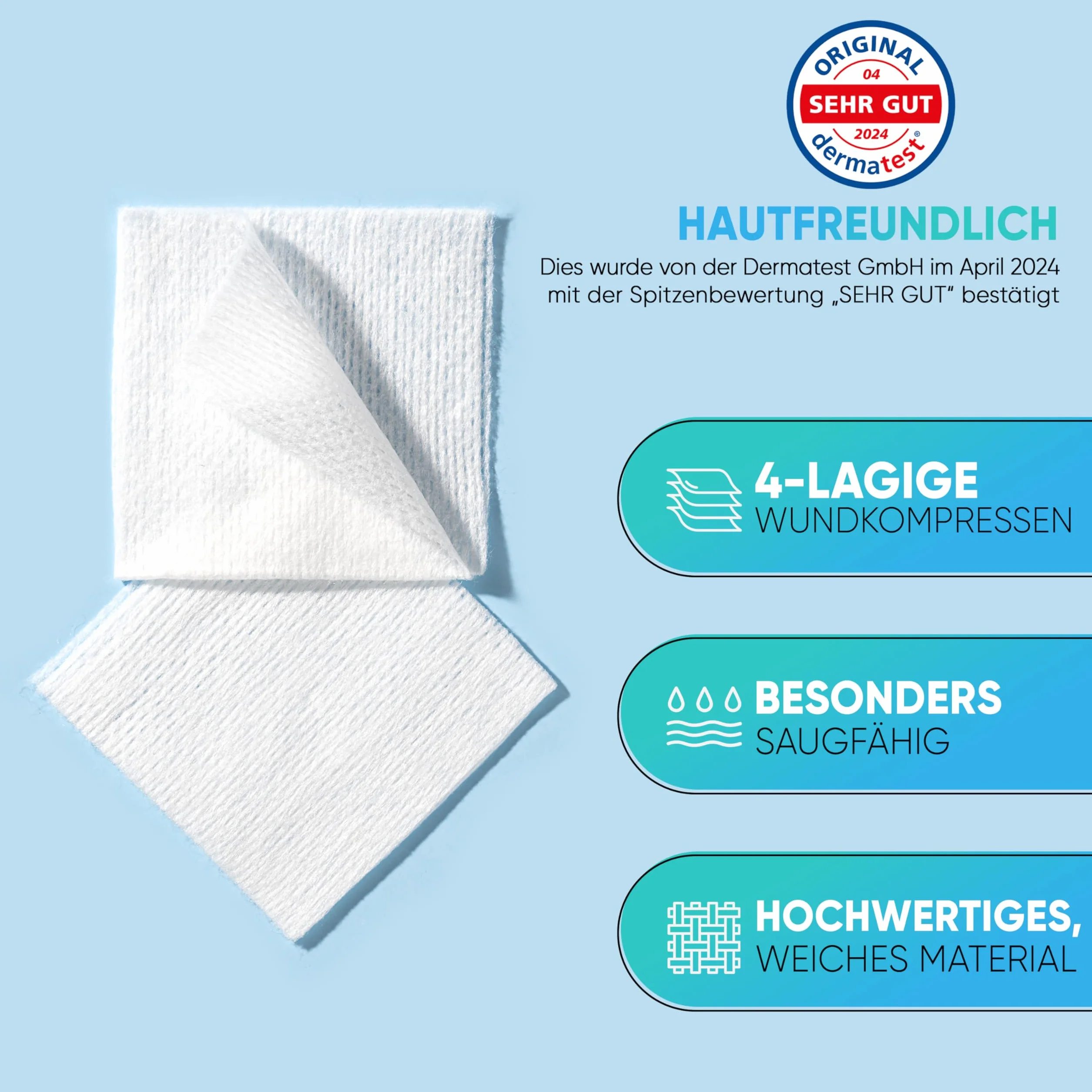 Sterylne Kompresy 5x5 cm 40 sztuk Gaza 4-warstwowa Opatrunki