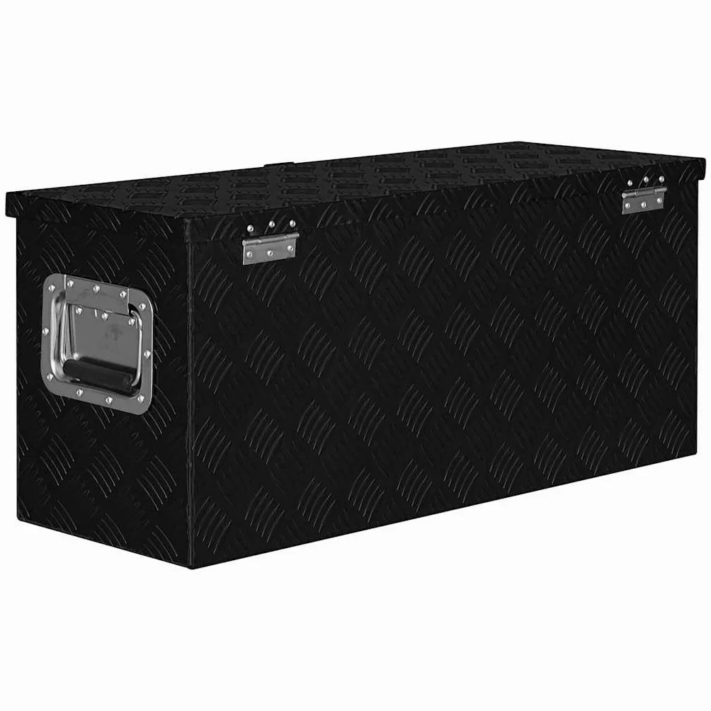 Aluminiowa skrzynka trapezowa, 70 x 24 x 42 cm, srebrna, lekka skrzynka narzędziowa z aluminium z systemem zamykania do warsztatu, garażu, gospodarstwa domowego, na plac budowy