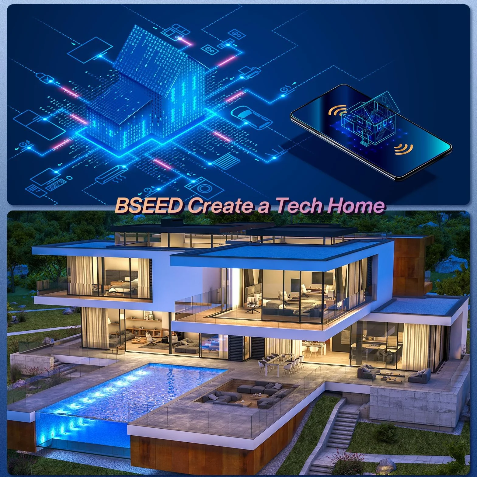 BSEED Alexa WiFi czujnik dotykowy, przełącznik dotykowy, 1-drożny, pilot zdalnego sterowania z aplikacją Smart Life/Tuya, z inteligentnym przełącznikiem rolet, przełącznik żaluzji, kompatybilny z