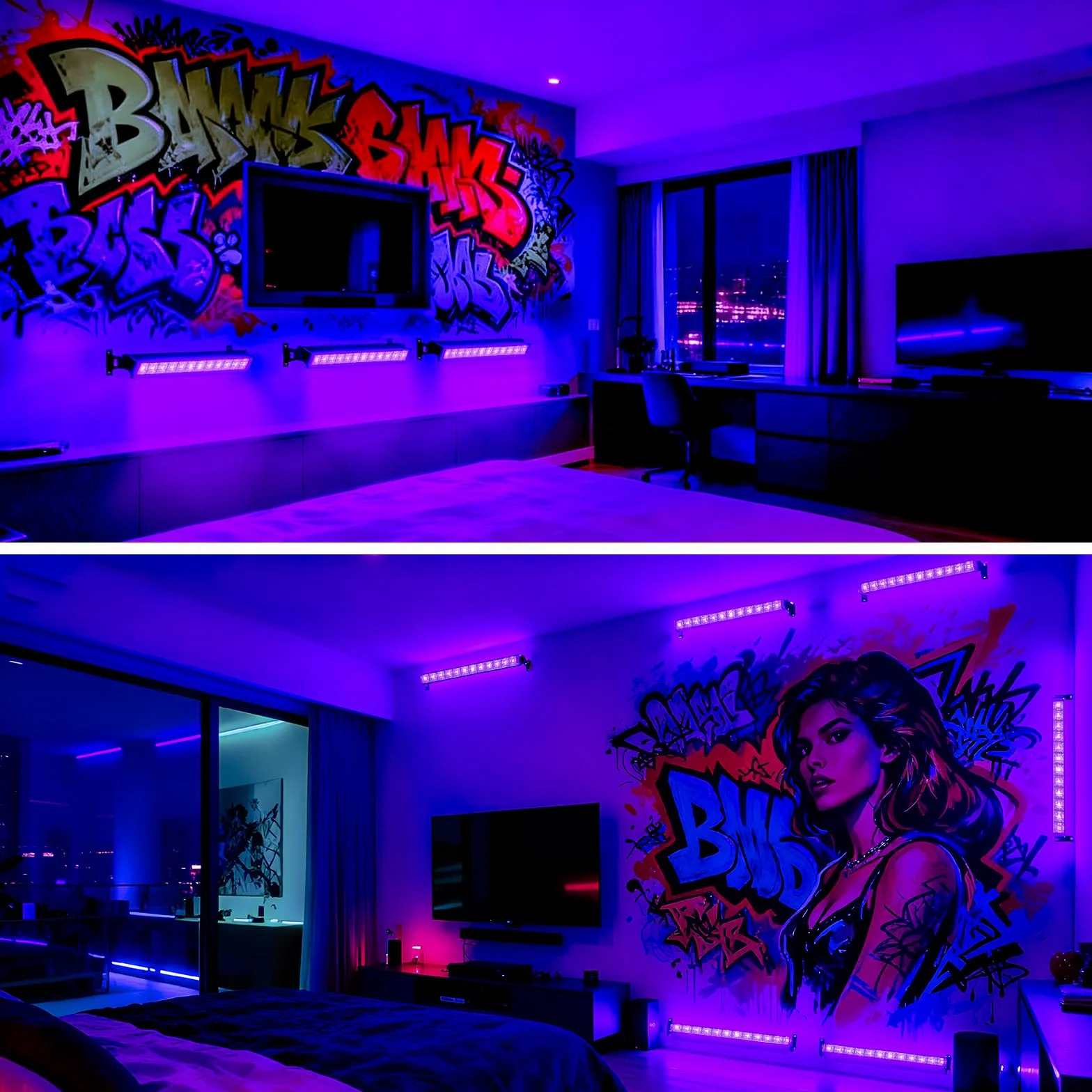 CREATESTAR Czarne światło LED 45 W, czarne światło UV LED z wtyczką, IP66 wodoszczelne czarne światło na imprezę, efekty fluorescencyjne, dekoracja na Halloween, scenę