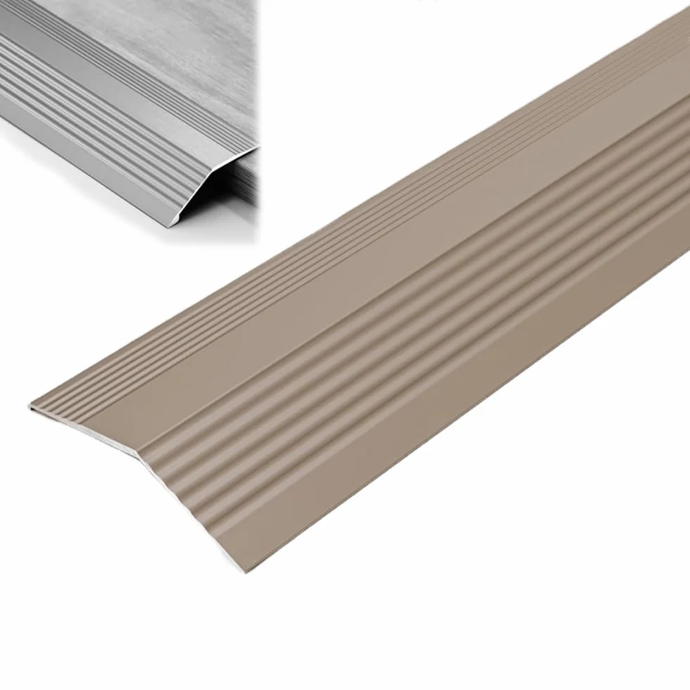 Aluminiowa listwa przejściowa podłogowa 20 mm do drzwi, reduktor krawędzi 91 cm do laminatu i płytek (szampański), rampa progowa dla płynnego przejścia podłóg i bezszwowego rozwiązania do krawędzi