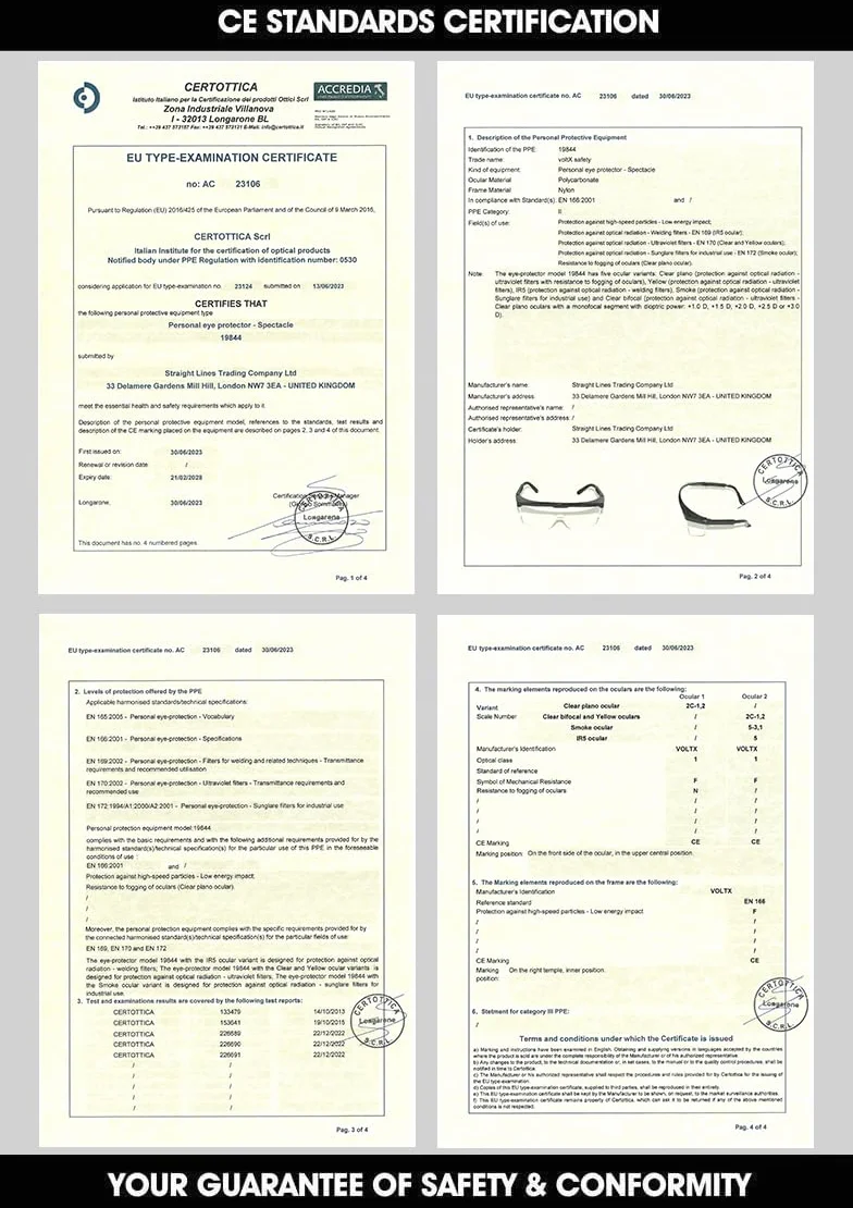 voltX Dwuogniskowe okulary ochronne "Classic" (przezroczyste +3.0 dioptrii) – certyfikat UKCA i CE EN166f – w zestawie sznurek zabezpieczający z ochroną głowy + soczewka przeciwmgielna UV400