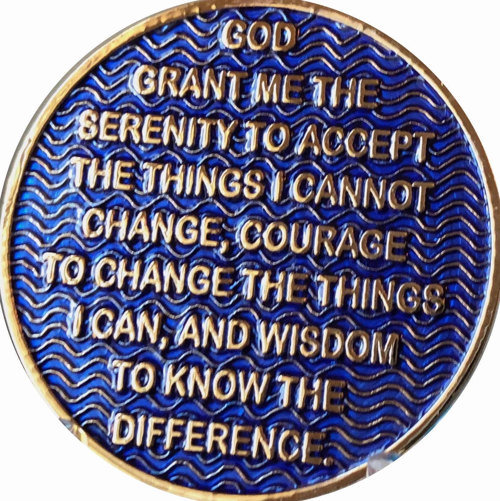 AA Medallion Dusty Blue Gold Plated Chip 5 Year