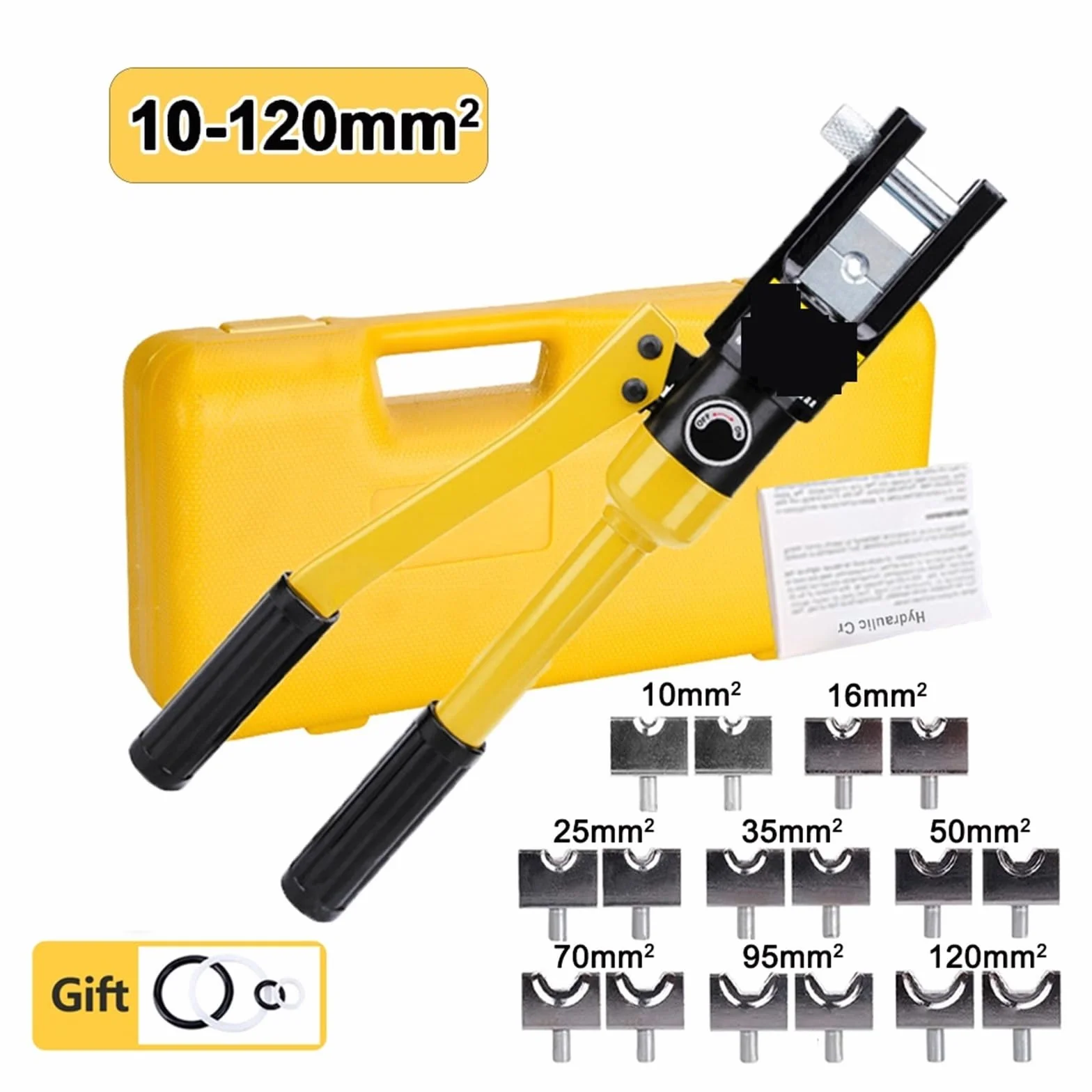 Szczypce hydrauliczne do użytku domowego Ciśnienie 5-8T Hydrauliczne narzędzie zaciskania DIY końcówek kablowych 4-70m㎡ Urządzenie do mnożenia siły(YQK-120-A)