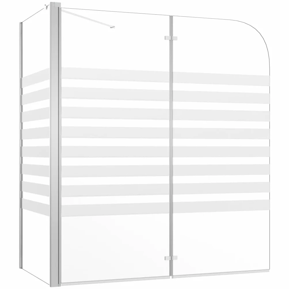 Kabina prysznicowa 120 x 68 x 130 cm szkło hartowane w paski, składana ścianka wanny z hartowanego szkła z profilami aluminiowymi, składana konstrukcja zapewnia łatwy dostęp, w zestawie podpórka
