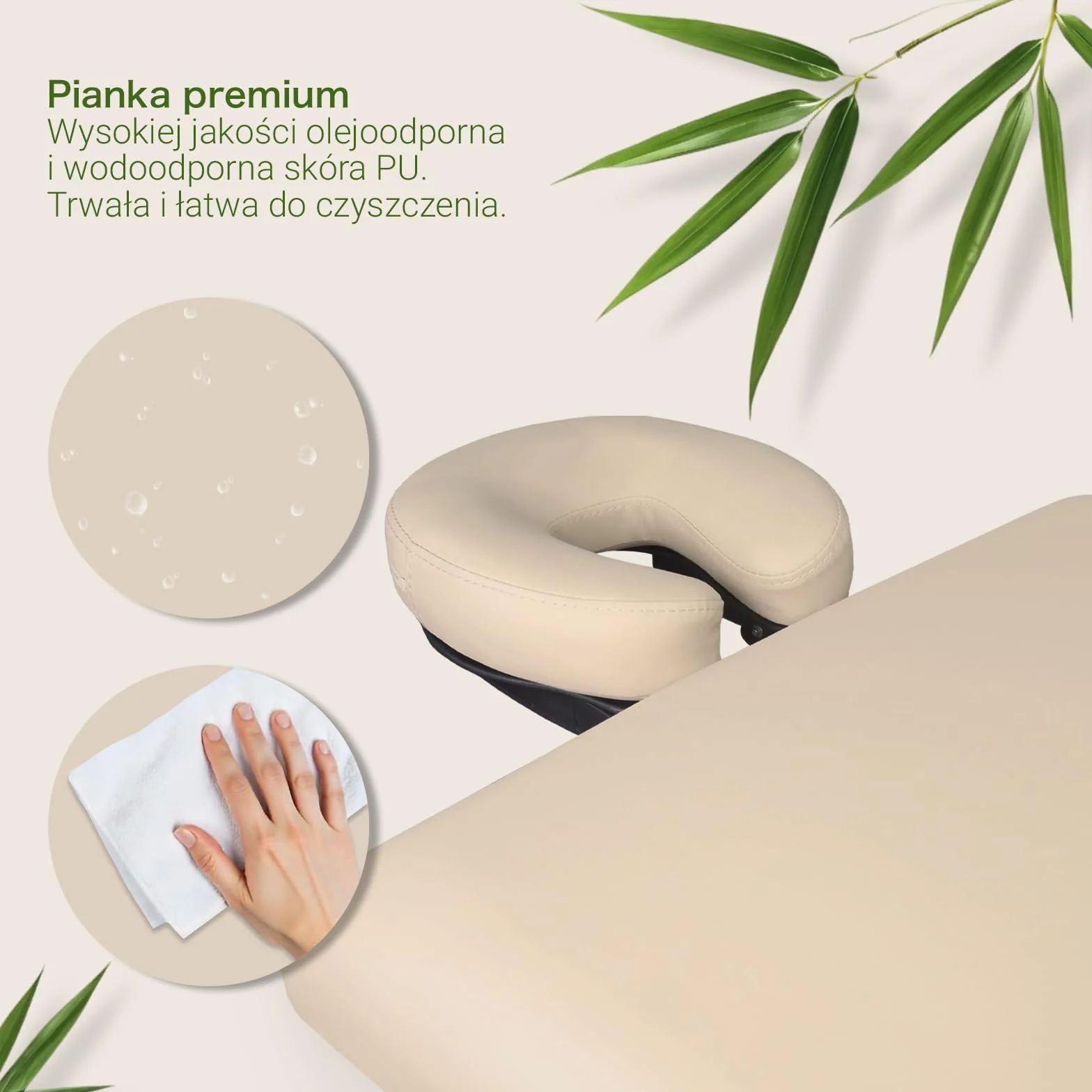 Zen Startup składany i mobilny stół do masażu z drewna, stabilne łóżko do masażu – ławka do masażu, regulowana wysokość, do tatuażu i kosmetyczki, leżanka zabiegowa z zagłówkiem, kremowo-biała