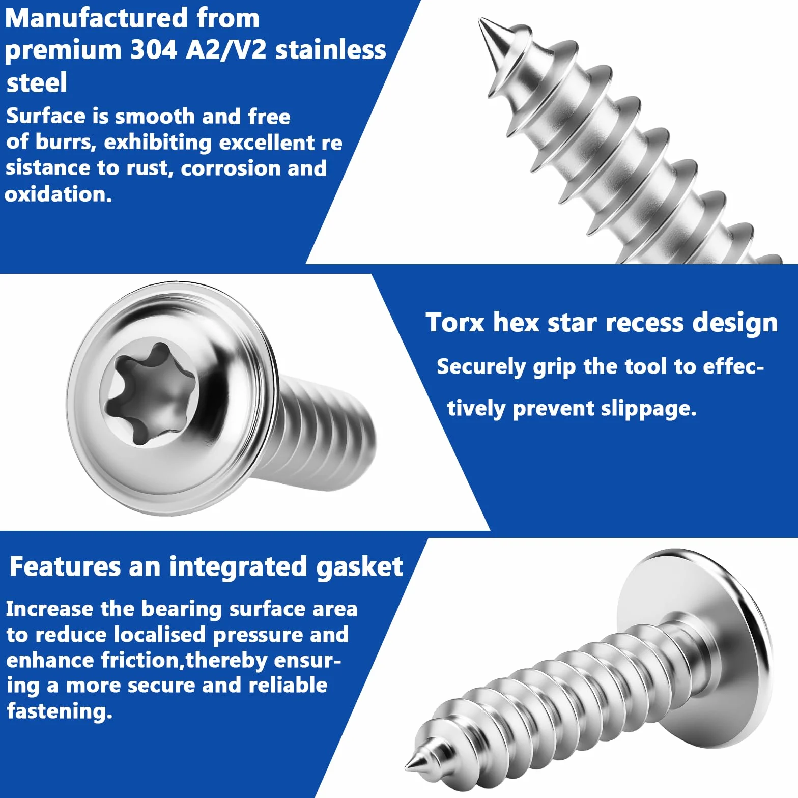 120 sztuk wkrętów blachowych ze stali nierdzewnej M3 x 18 mm, łeb talerzowy, wkręty do drewna, Torx A2, V2A, wkręty samogwintujące, pełny gwint, śruby z łbem płaskim z bitem, śruby z łbem