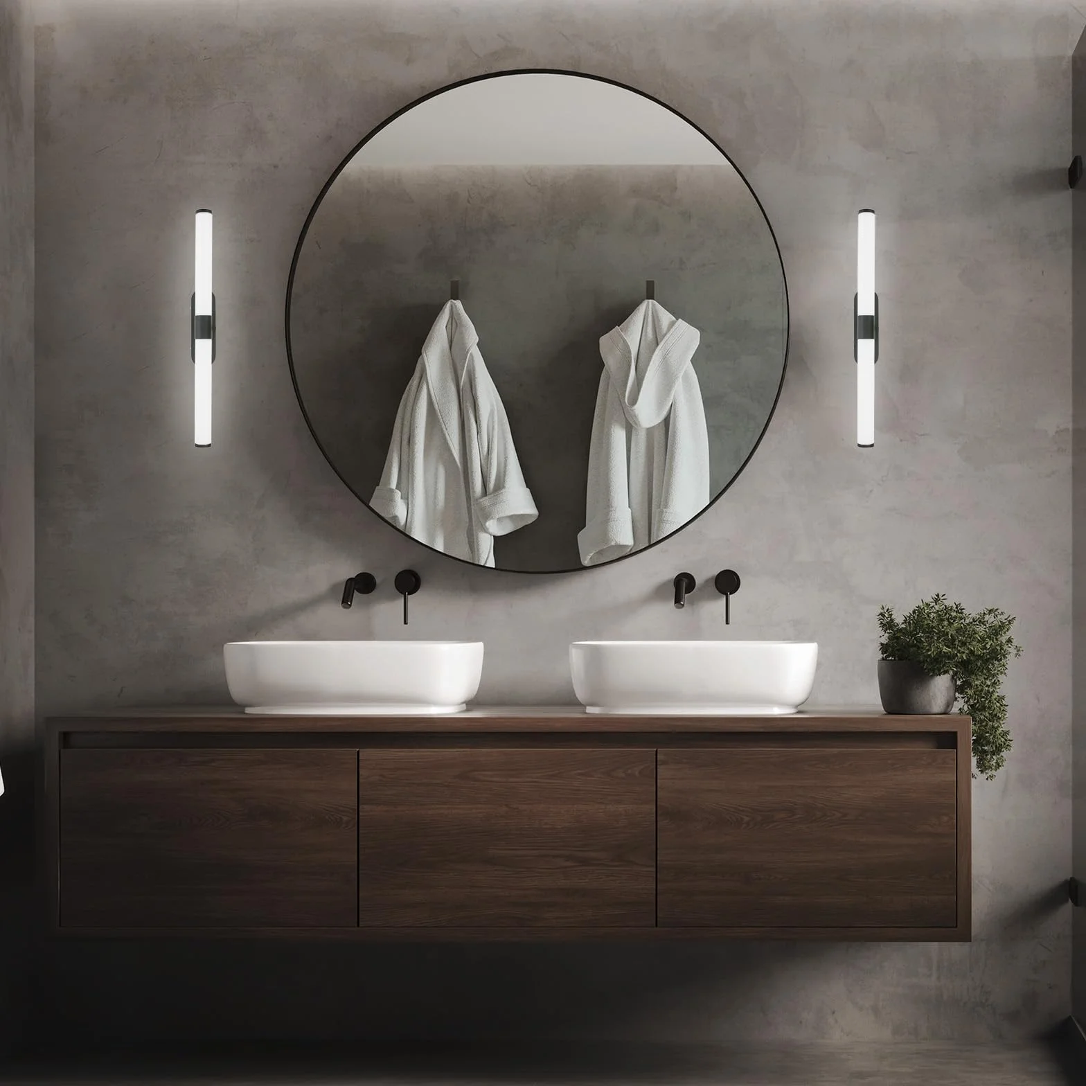BRILONER - Lampa LED do lustra łazienkowego, lampa łazienkowa, lampa ścienna, IP44, neutralny biały kolor światła, 7 W, czarny, 40 cm