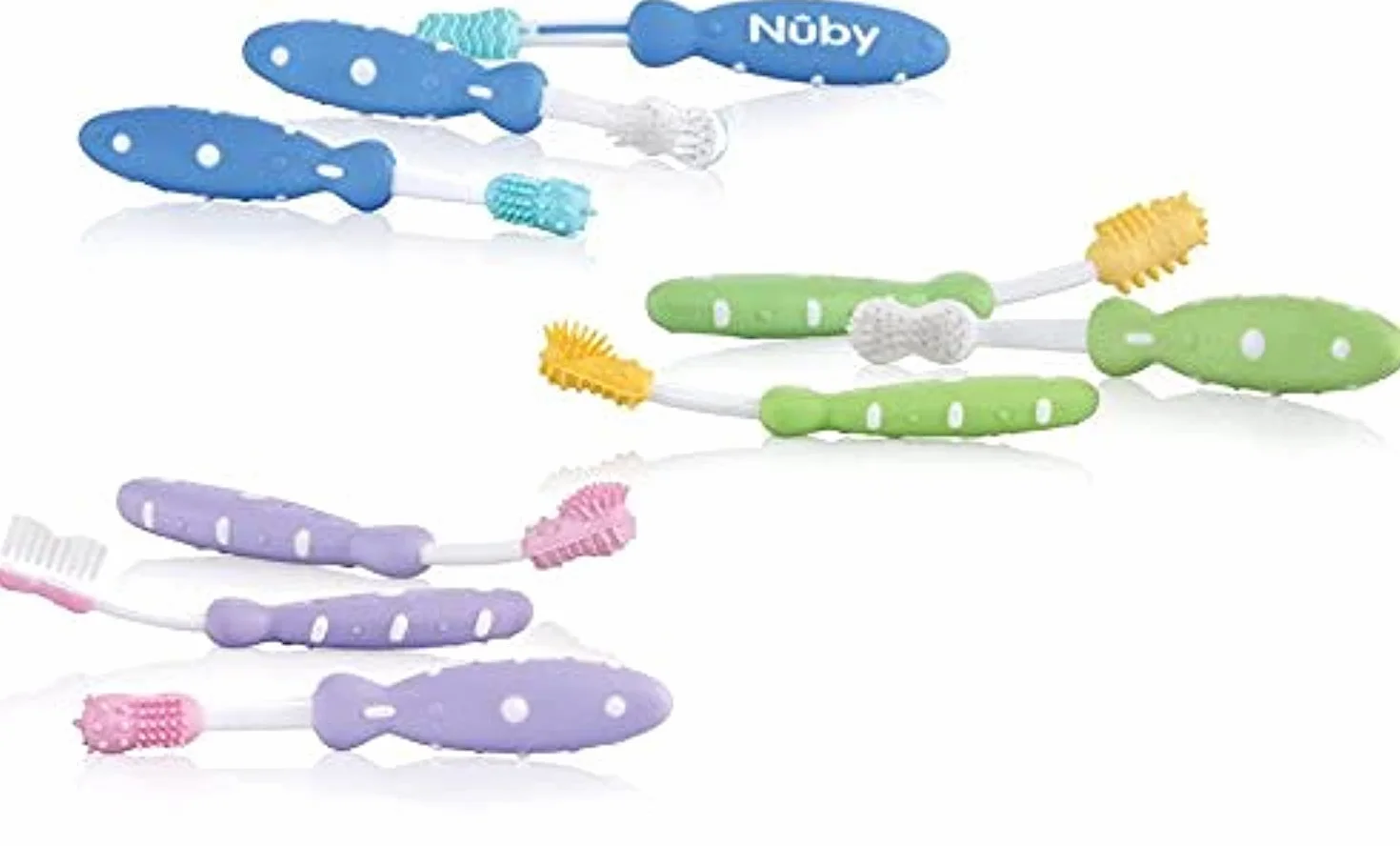 Nuby ID754 3-częściowy zestaw szczoteczek do zębów (kolor mogą się różnić)