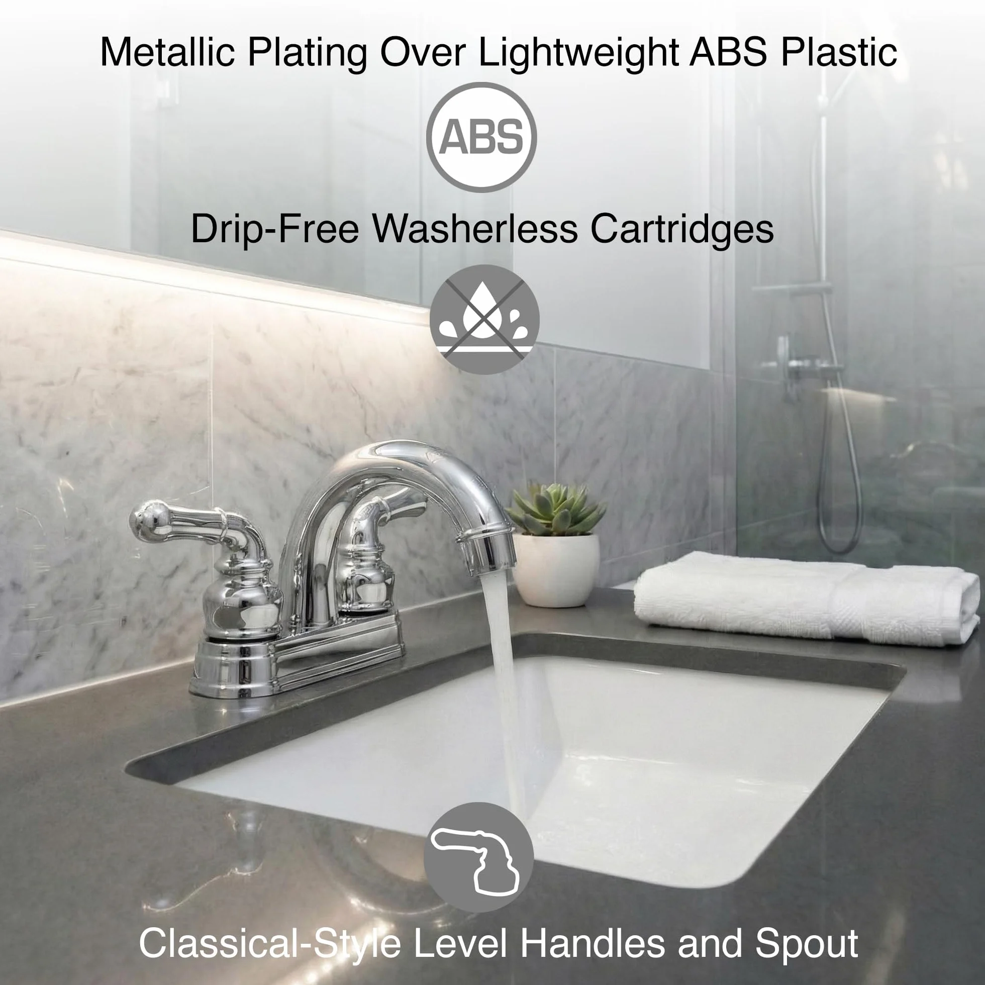 Dura Faucet DF-PL620C-CP RV bateria umywalkowa łazienkowa - płynnie obracana 2-dźwigniowa (chrom)