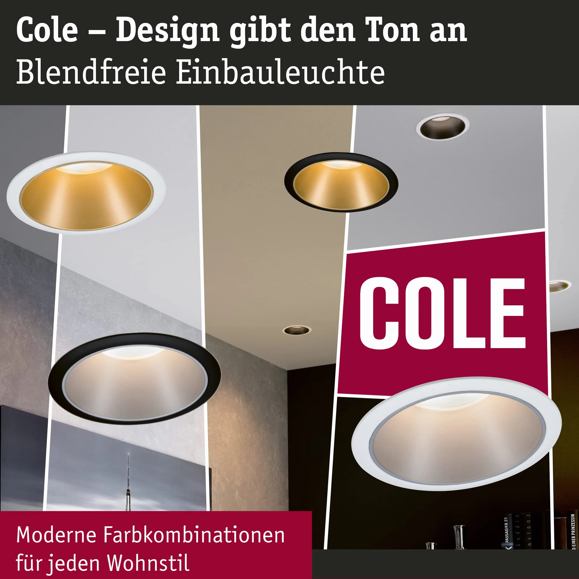 Paulmann 93402 Oprawa Wpuszczana Led Cole Okrągła Wraz Z Przyciemnianym Reflektorem Wpuszczanym 3X6,5W Biały, Czarny Matowy Reflektor Wpuszczany Plastik, Cynk Aluminiowy Punkt Sufitowy 2700K ,Biały, Czarny Mat ,3Er-Set , 19.5 Watts