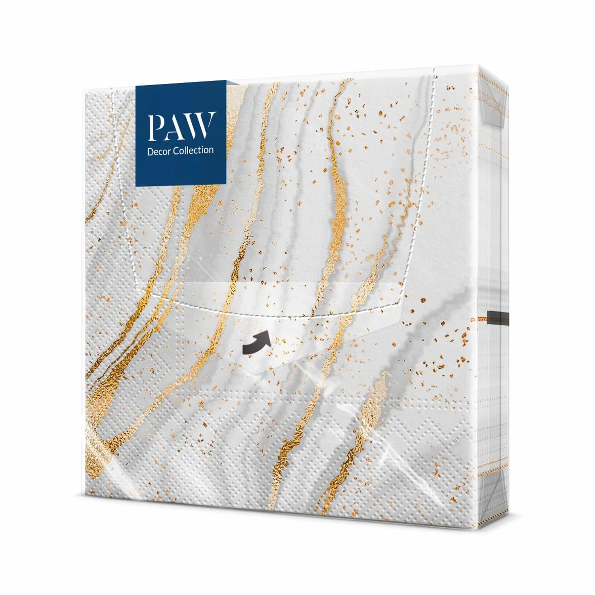 Paw - Serwetki papierowe 3-warstwowe (33 x 33 cm) I 20 sztuk I Idealne na urodziny, imprezy, wesela, komunię i uroczystości Dekoracja stołu, kolorowe serwetki papierowe I złoty marmur