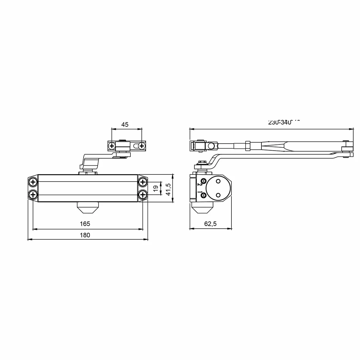 CISA Serii 604 - Samozamykacz z blokadą 16047103097 - Samozamykacz z regulacją prędkości zamykania - szare aluminium wykończenie - do drzwi maks. 80 kg