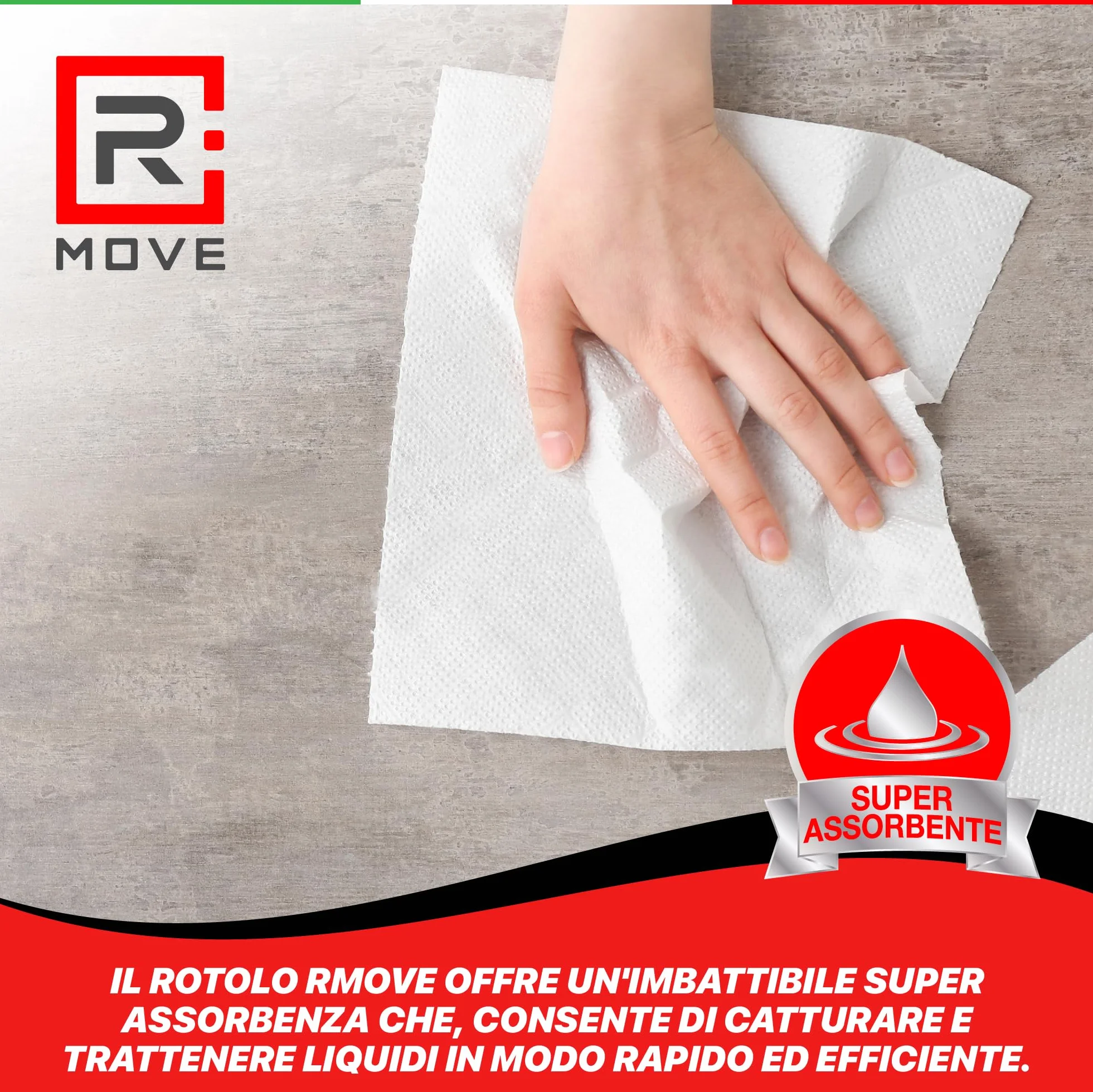 R MOVE 2 rolki papieru do suszenia 1,7 kg, łącznie 900 rozdarć, długa żywotność, bardzo mocna, 2-warstwowa rolka papieru do suszenia w rolkach z czystej celulozy, ręcznik papierowy, ręcznik kuchenny