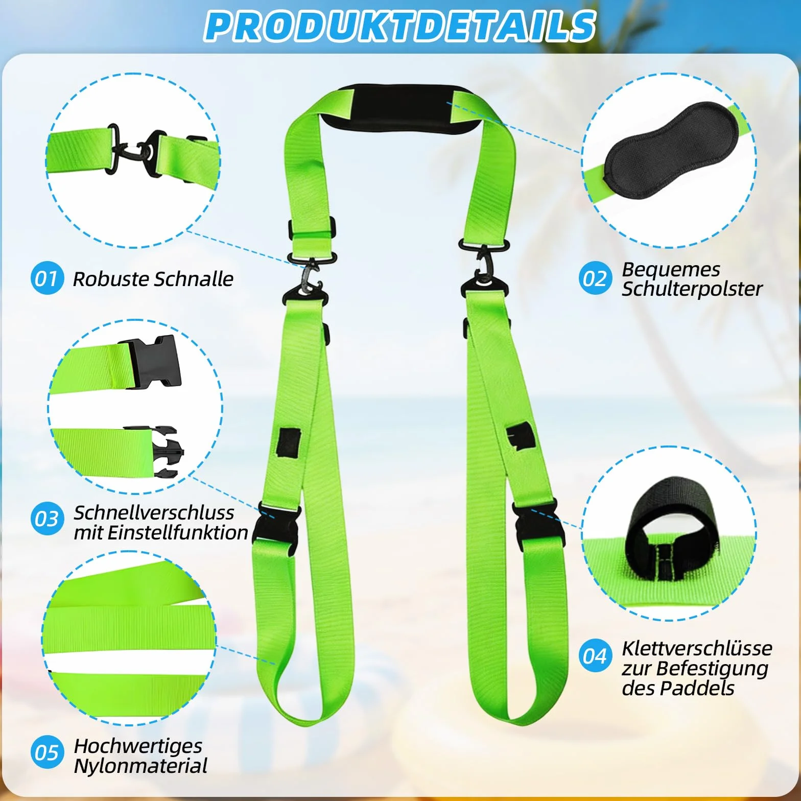 SUP pasek do noszenia, regulowany pasek do noszenia, akcesoria SUP, pasek do noszenia deski surfingowej, deski do wiosłowania, kajaka, longboard, kajaka i SUP Paddle