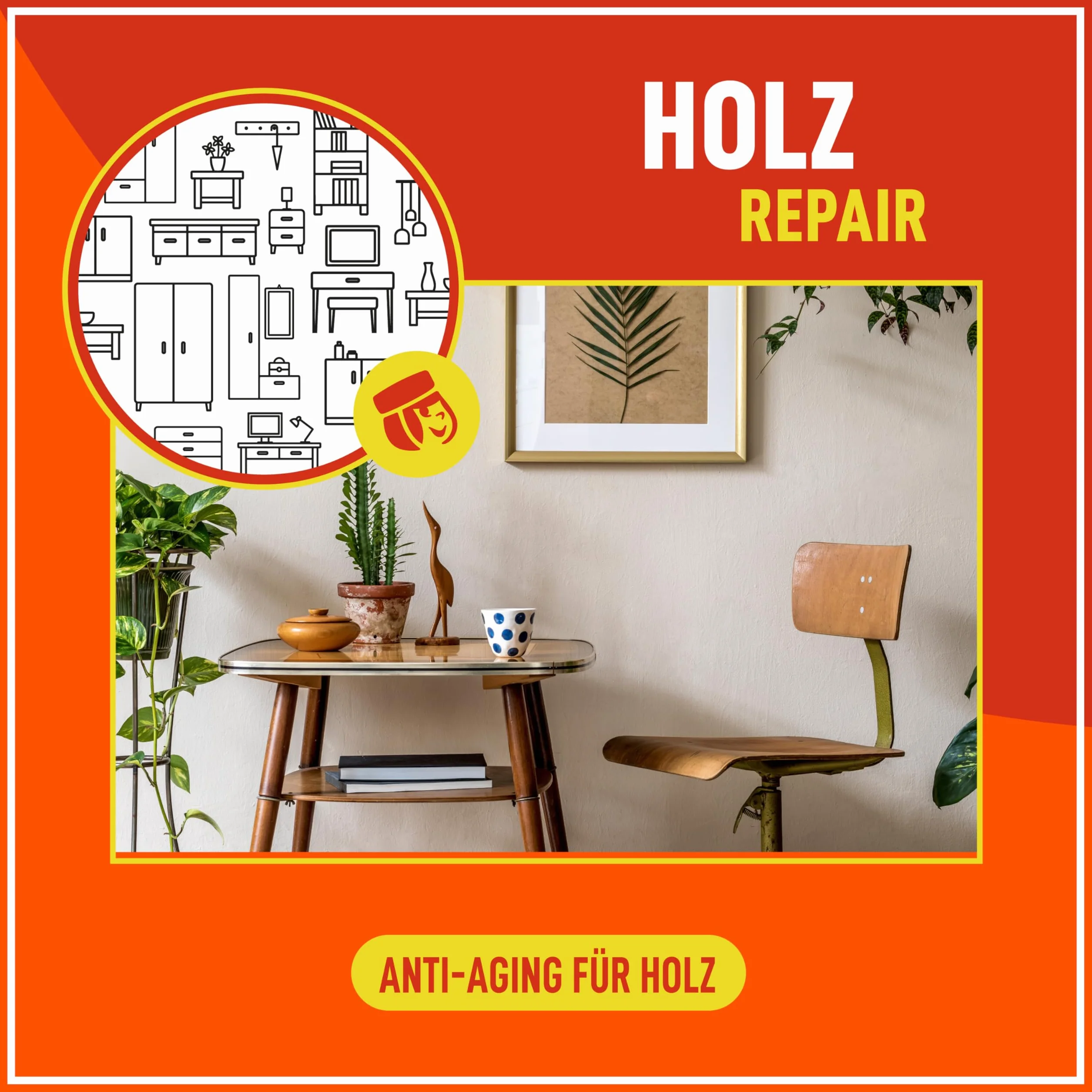 POLIBOY Wood Repair – średniobrązowa politura do mebli do lakierowanego drewna – odświeżający kolor – 1 x 100 ml – z bawełnianą ściereczką – Made in Germany