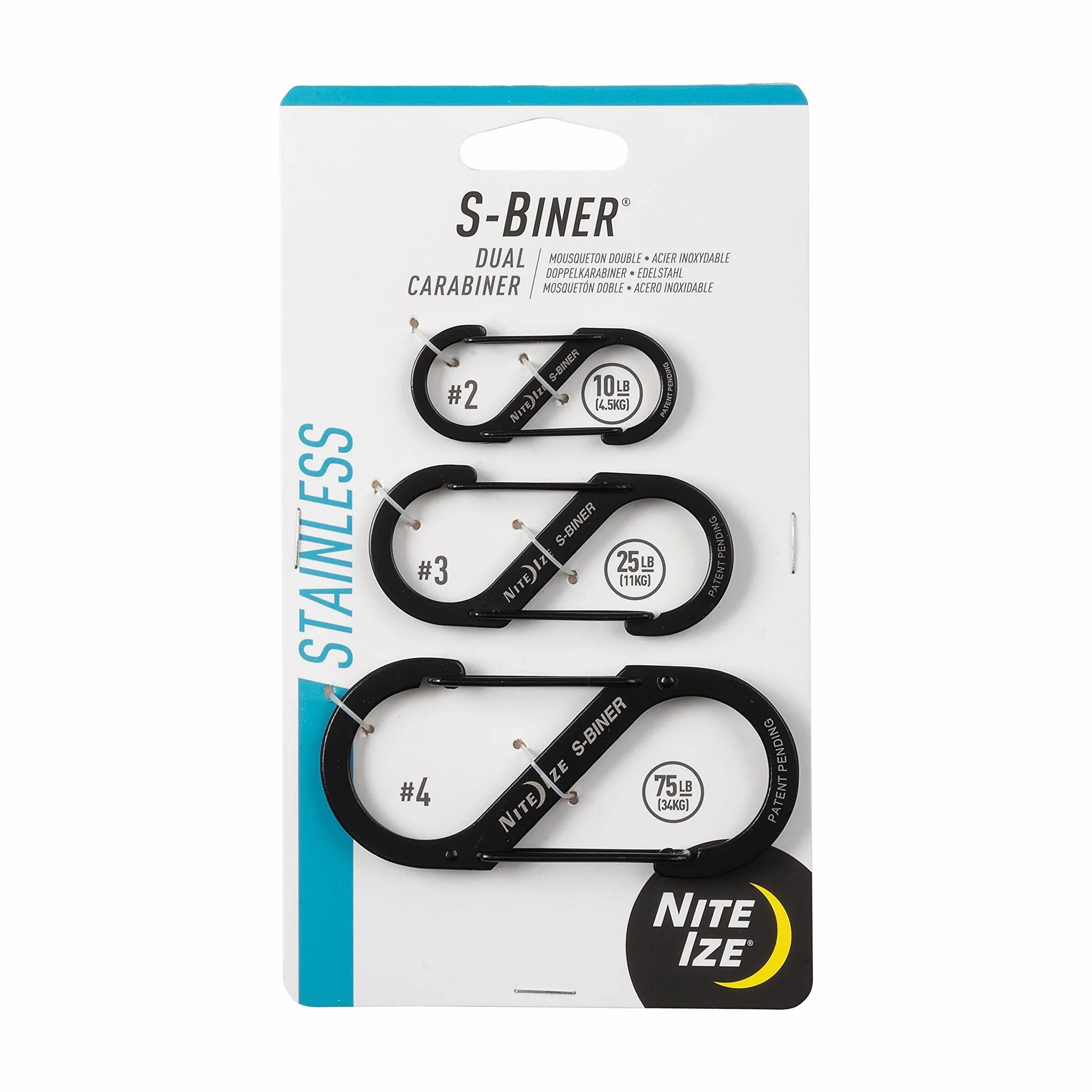 Nite Ize Uniseks S-Biner Dual Carabiner SB234-03-01 Zestaw Karabińczyków, Czarny, 3 sztuki