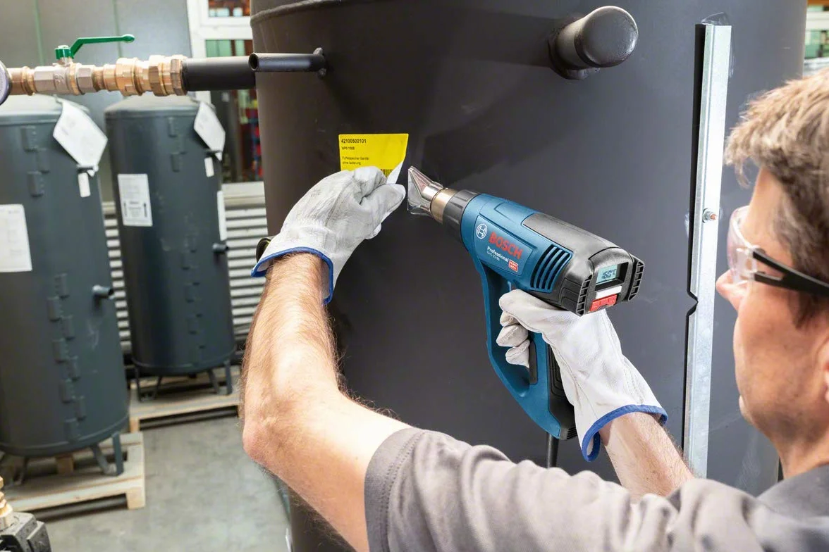 Bosch Professional: opalarka GHG 23-66 (2 300 W, zakres temperatur 50 – 650°C, wyświetlacz, 2 dysze, walizka narzędziowa) & Bosch 1x Dysza redukcyjna (9 mm, Osprzęt do Opalarek)