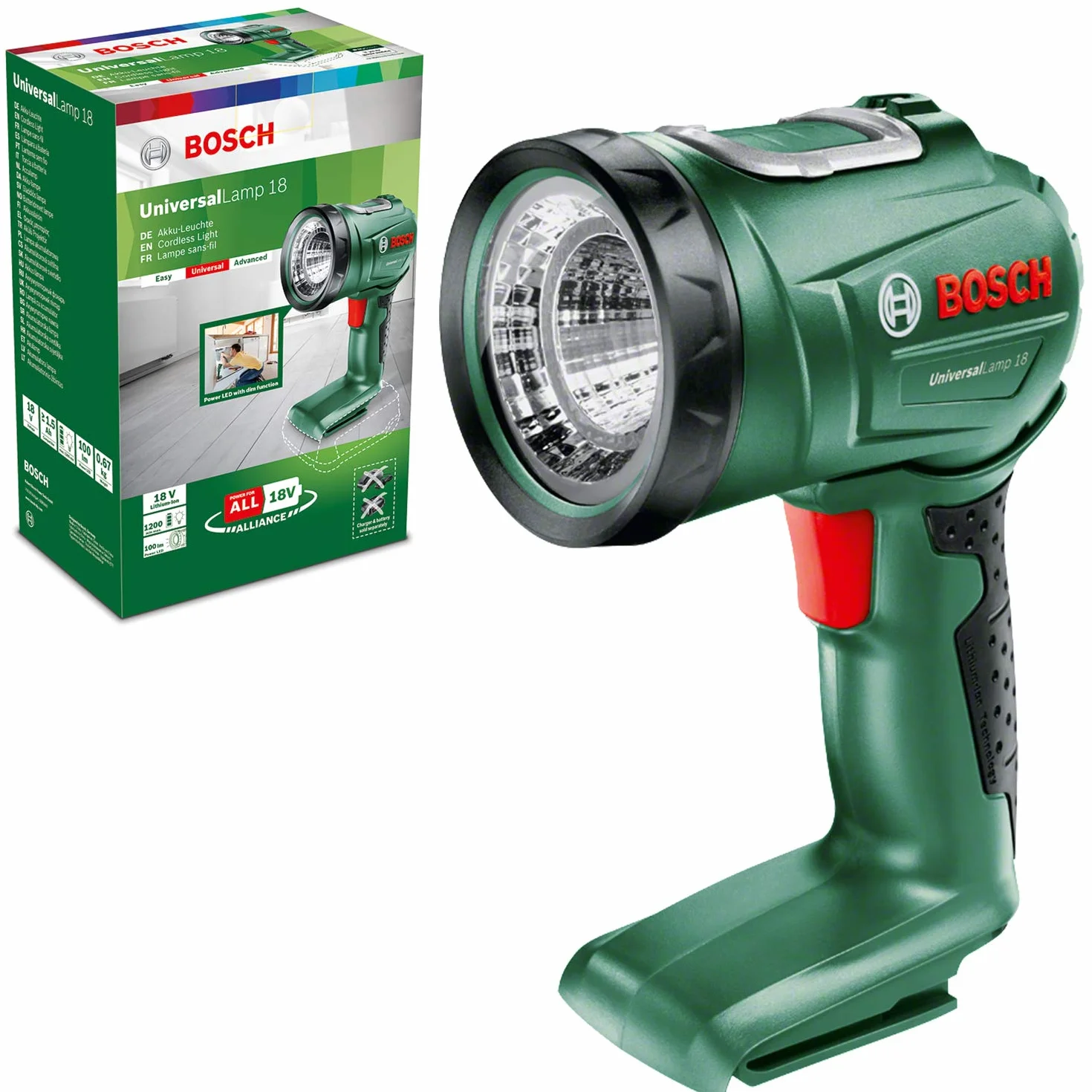 Bosch Home And Garden 06039A1100 Lampa, Czarny/Zielony, ‎19,7 x 12,8 x 8,3 cm; 9,07 g