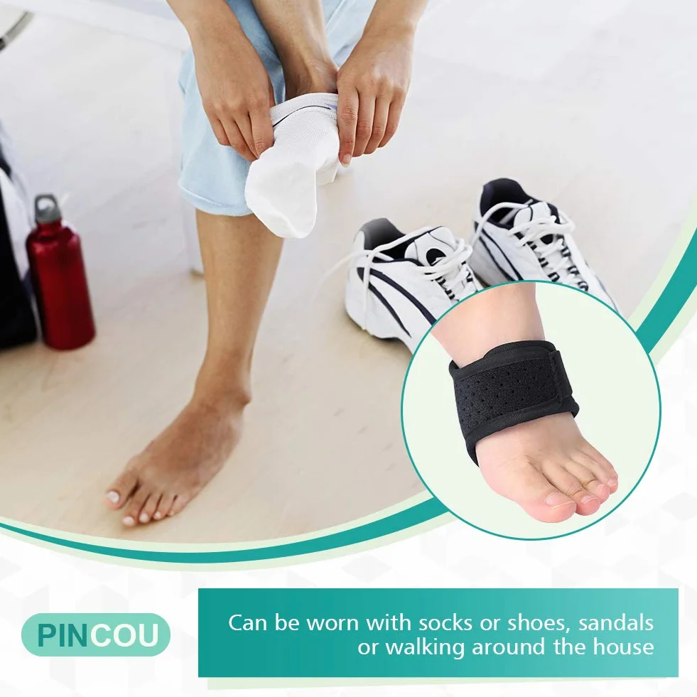 Foot Arch Pomoc rękawem, antypoślizgowa Arch utrzymania opatrunku Brace z regulowany, wyścielany Arch Wsparcie dla płaskostopia, High Arch, Heel Spurs i Foot Pain Relief, jeden rozmiar pasuje do większości, 1pair