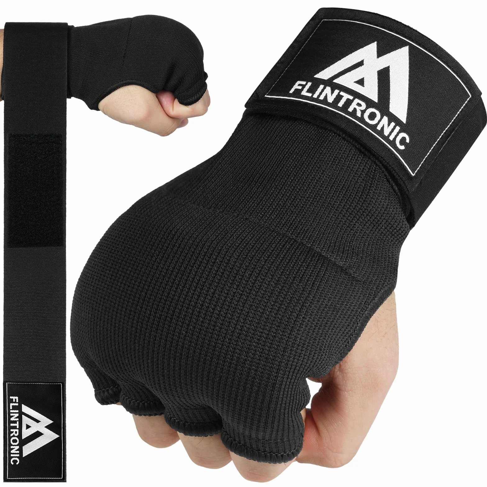 flintronic Żelowe rękawice bokserskie, wewnętrzne, 95 cm, szybkie długie paski na nadgarstek, elastyczne, wyściełane, do MMA, muay thai, kickboxingu, treningu sztuk walki, sportów walki