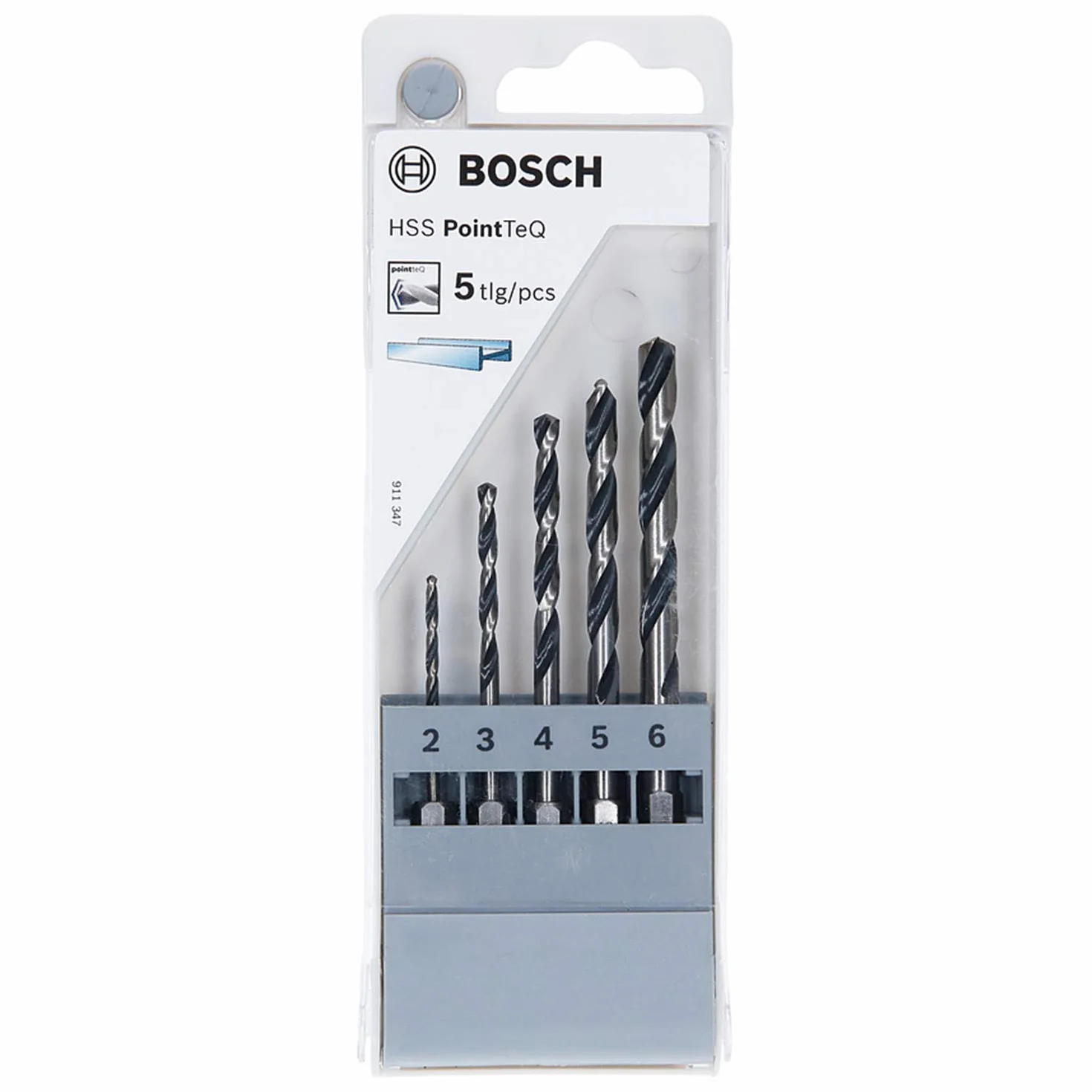 Bosch Professional 5-częściowy Zestaw Wierteł z Uchwytem Sześciokątnym PointTeQ (do metalu, Ø 2-6 mm, długość całkowita 60-98 mm, uchwyt sześciokątny ¼", osprzęt do wkrętarek udarowych i wiertarek)
