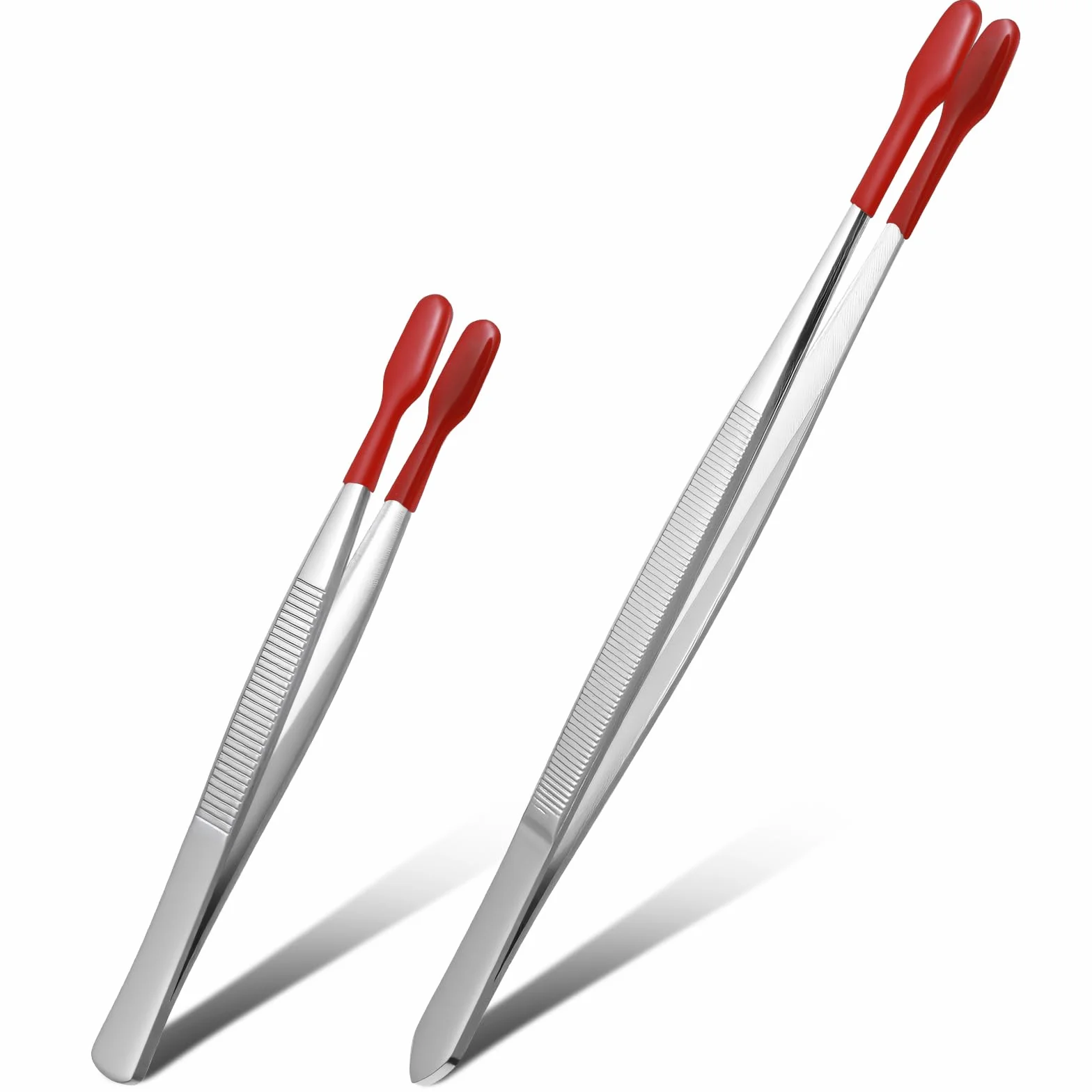2 sztuki pęsety spiczaste zrobione ręcznie, pęsety z gumowym, płaskim, spiczastym końcem, ze stali nierdzewnej, pęsety z płaskim, silikonowo powleczonym, gumowym końcem, pęsety do biżuterii, długie