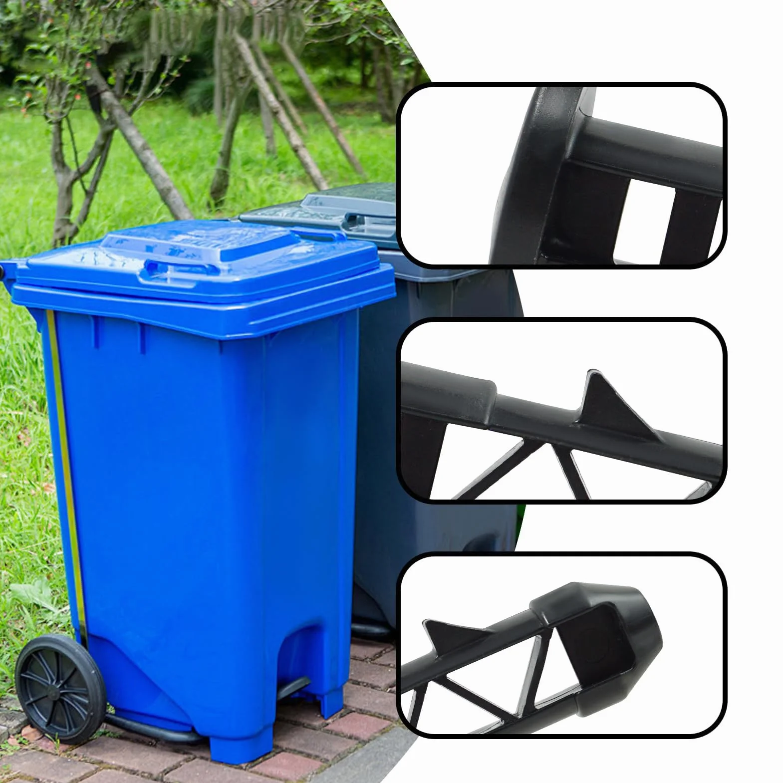 Plastikowe sworznie zawiasowe, 4 szt., czarne, nowoczesny styl, niedokończone wykończenie, mocowanie powierzchniowe, uniwersalne akcesoria do pojemników na śmieci 50 l/80 l/100 l/120 l/240 l